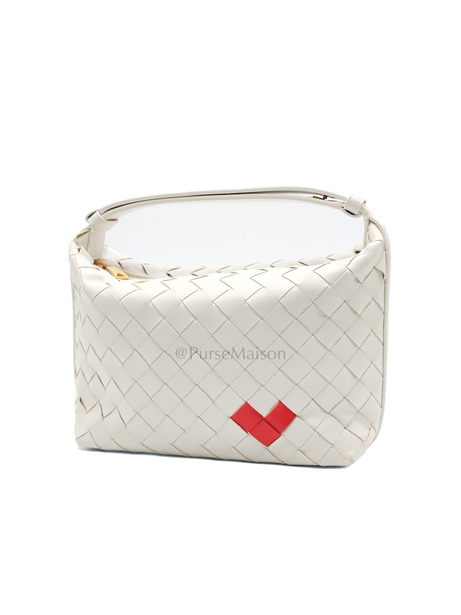 Wallace Hand Bag in Off White Nappa Intrecciato Leather | Purse Maison Luxury Bags Shop