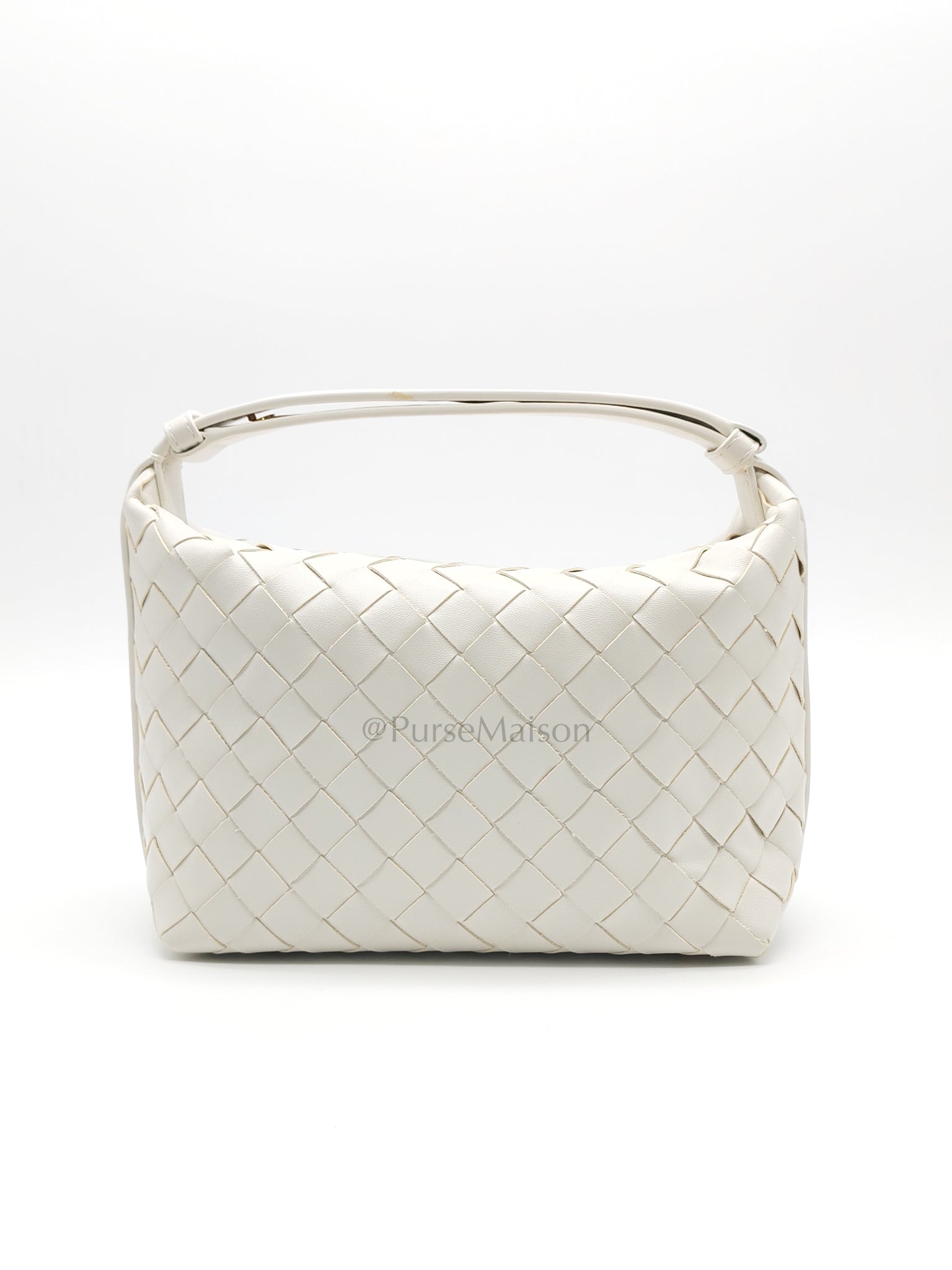 Wallace Hand Bag in Off White Nappa Intrecciato Leather | Purse Maison Luxury Bags Shop