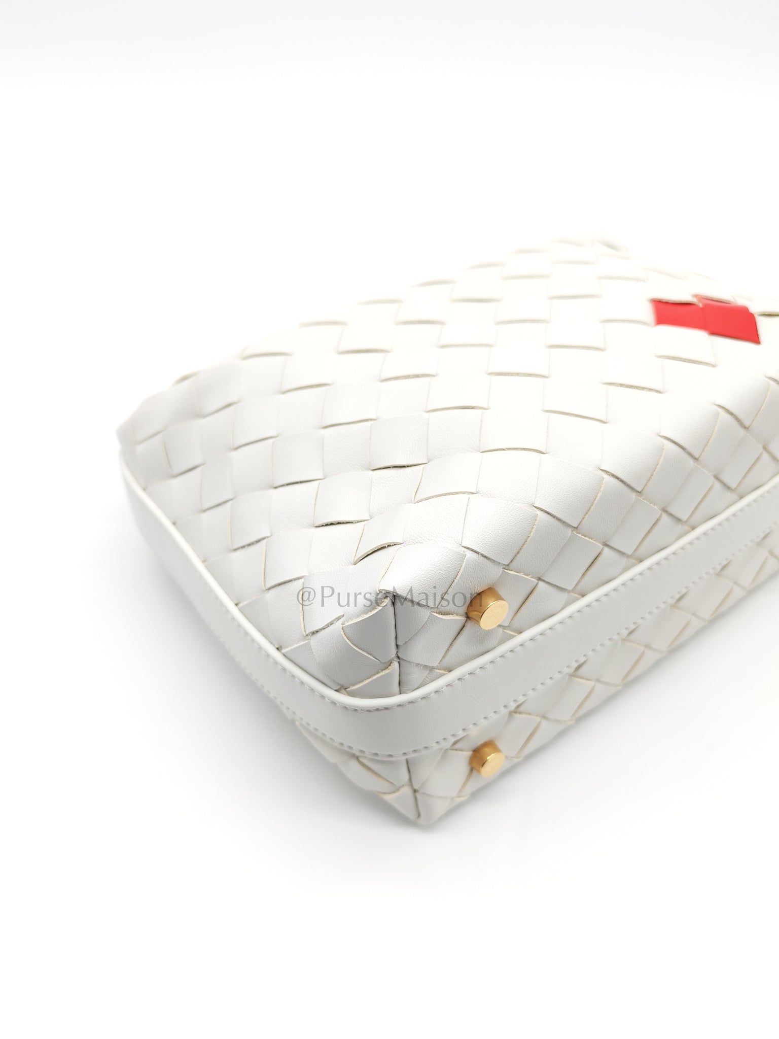 Wallace Hand Bag in Off White Nappa Intrecciato Leather | Purse Maison Luxury Bags Shop