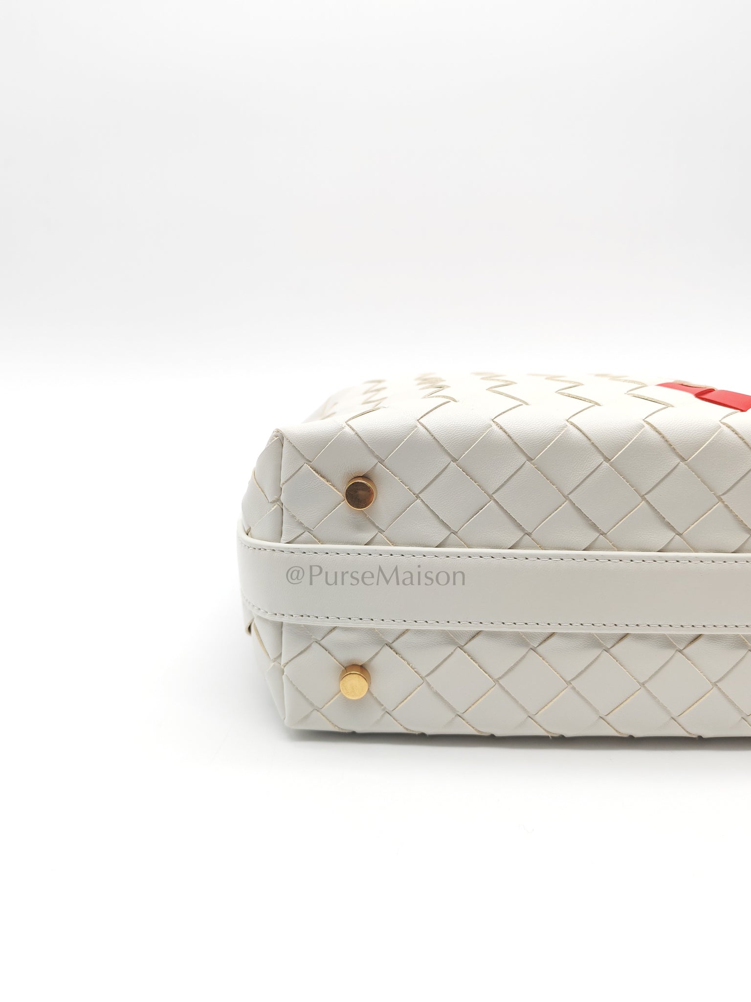 Wallace Hand Bag in Off White Nappa Intrecciato Leather | Purse Maison Luxury Bags Shop