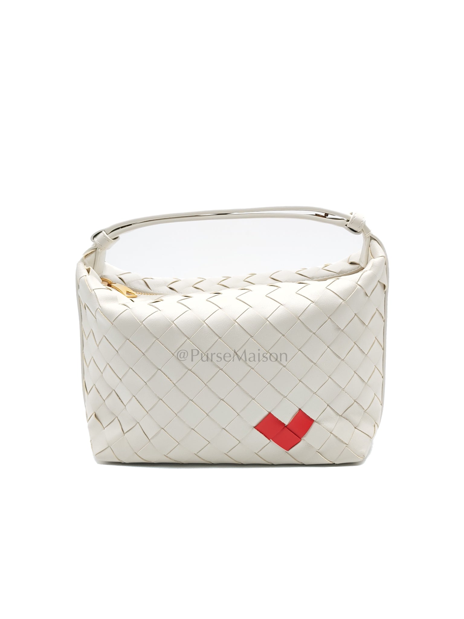 Wallace Hand Bag in Off White Nappa Intrecciato Leather | Purse Maison Luxury Bags Shop