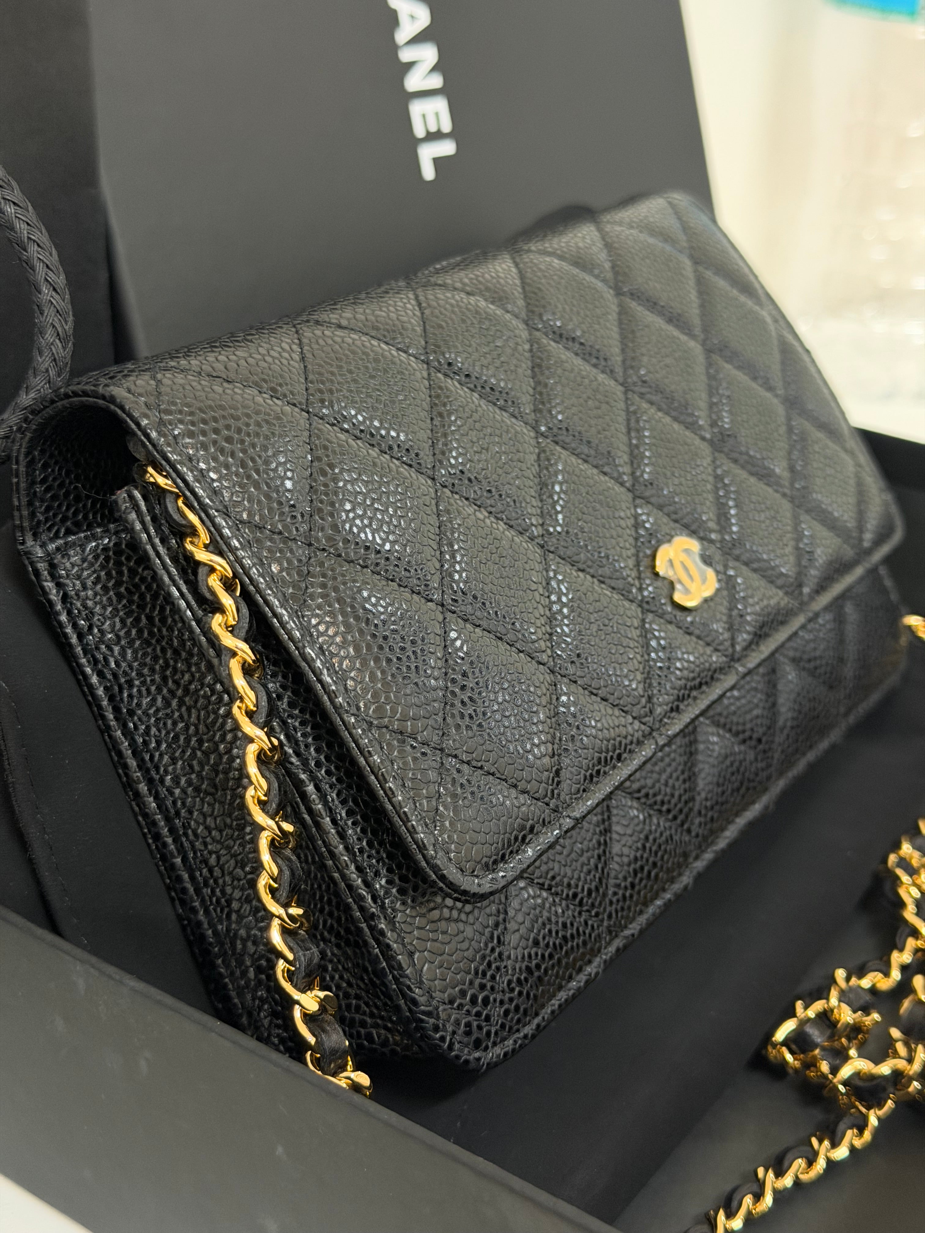 Wallet On Chain Black GHW Series 28 | Purse Maison Luxury Bags Shop
