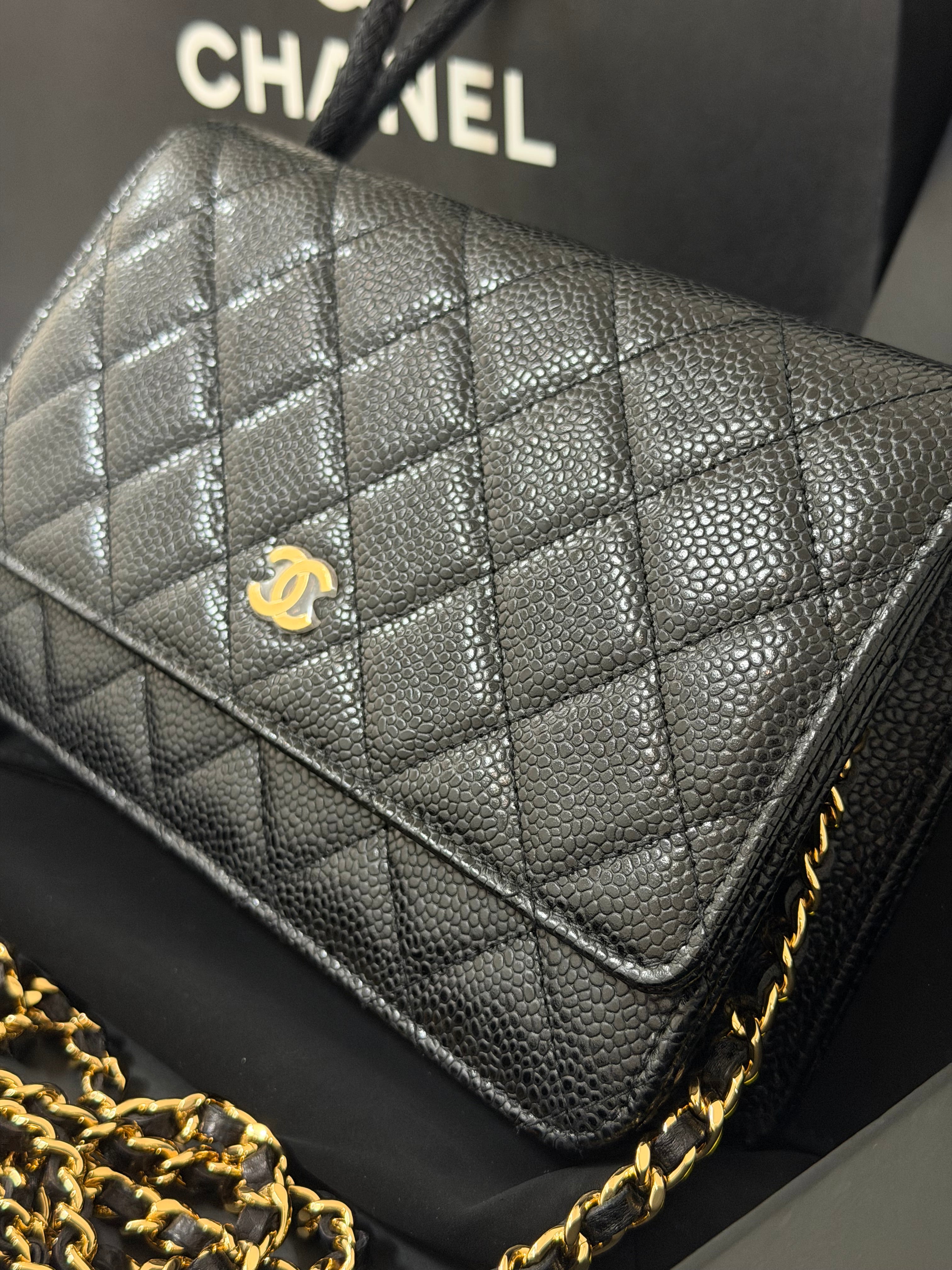 Wallet On Chain Black GHW Series 28 | Purse Maison Luxury Bags Shop