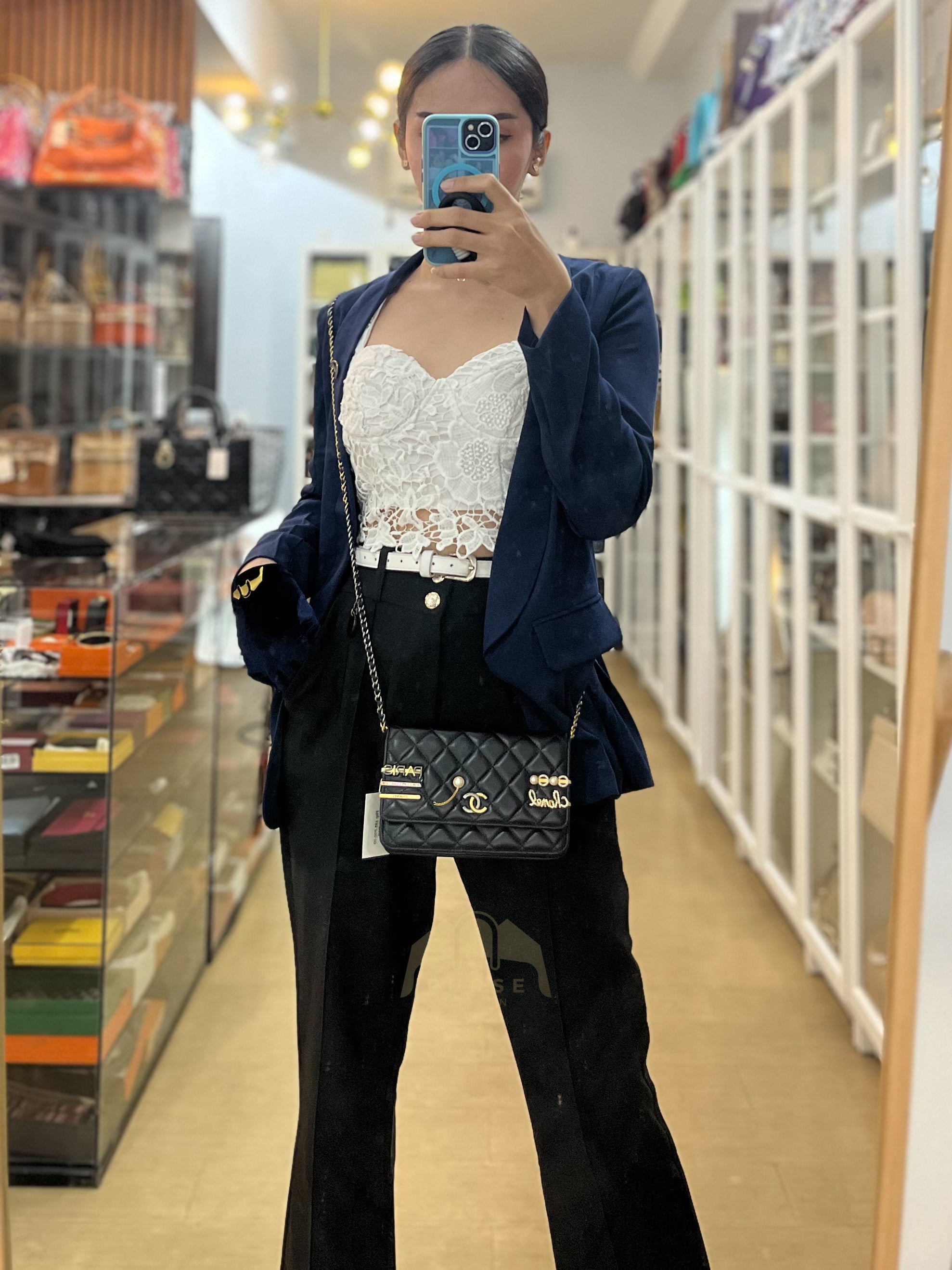 Wallet On Chain Coco Clips (WOC) Quilted Lambskin Leather and Mixed Hardware (Microchip) | Purse Maison Luxury Bags Shop