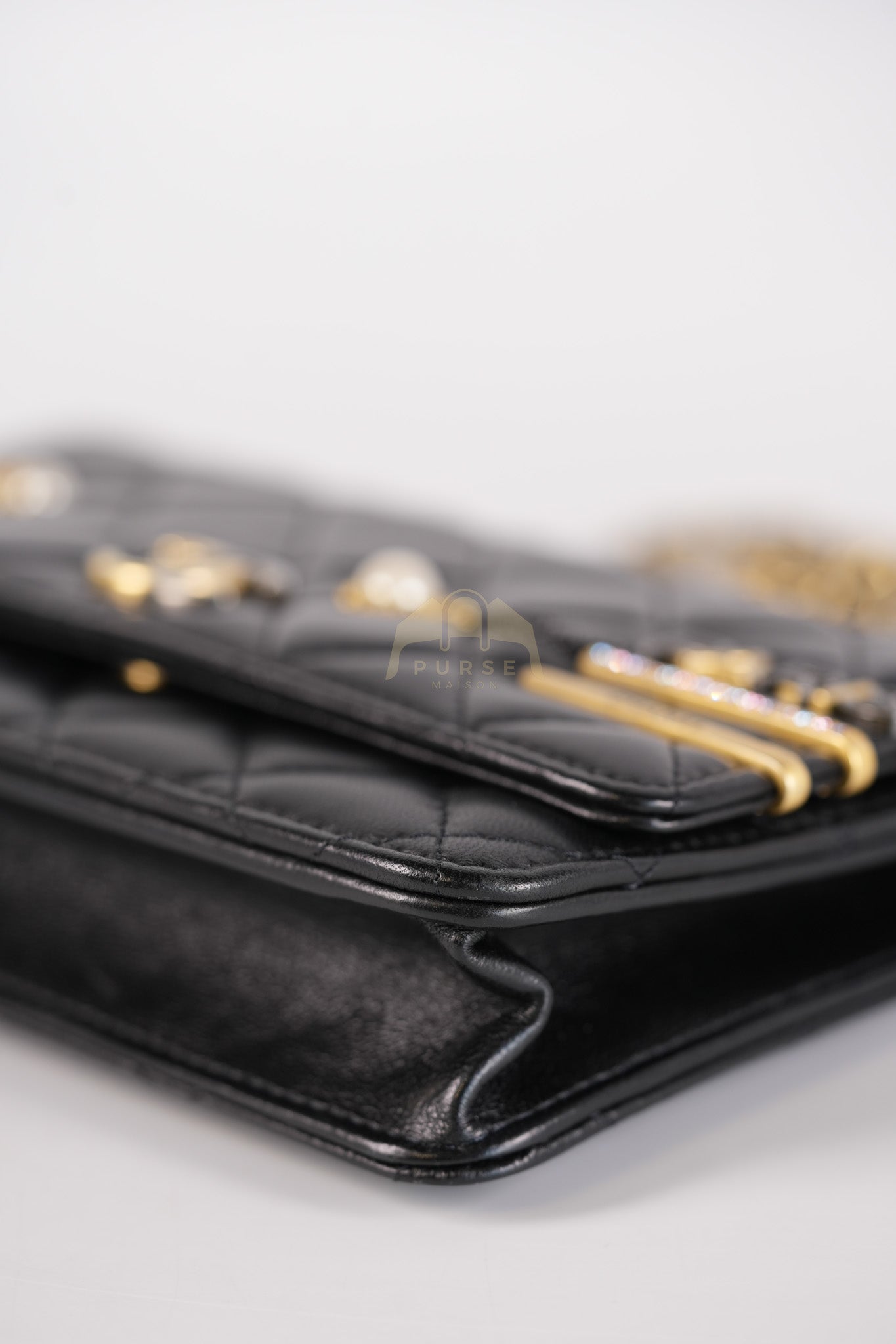 Wallet On Chain Coco Clips (WOC) Quilted Lambskin Leather and Mixed Hardware (Microchip) | Purse Maison Luxury Bags Shop