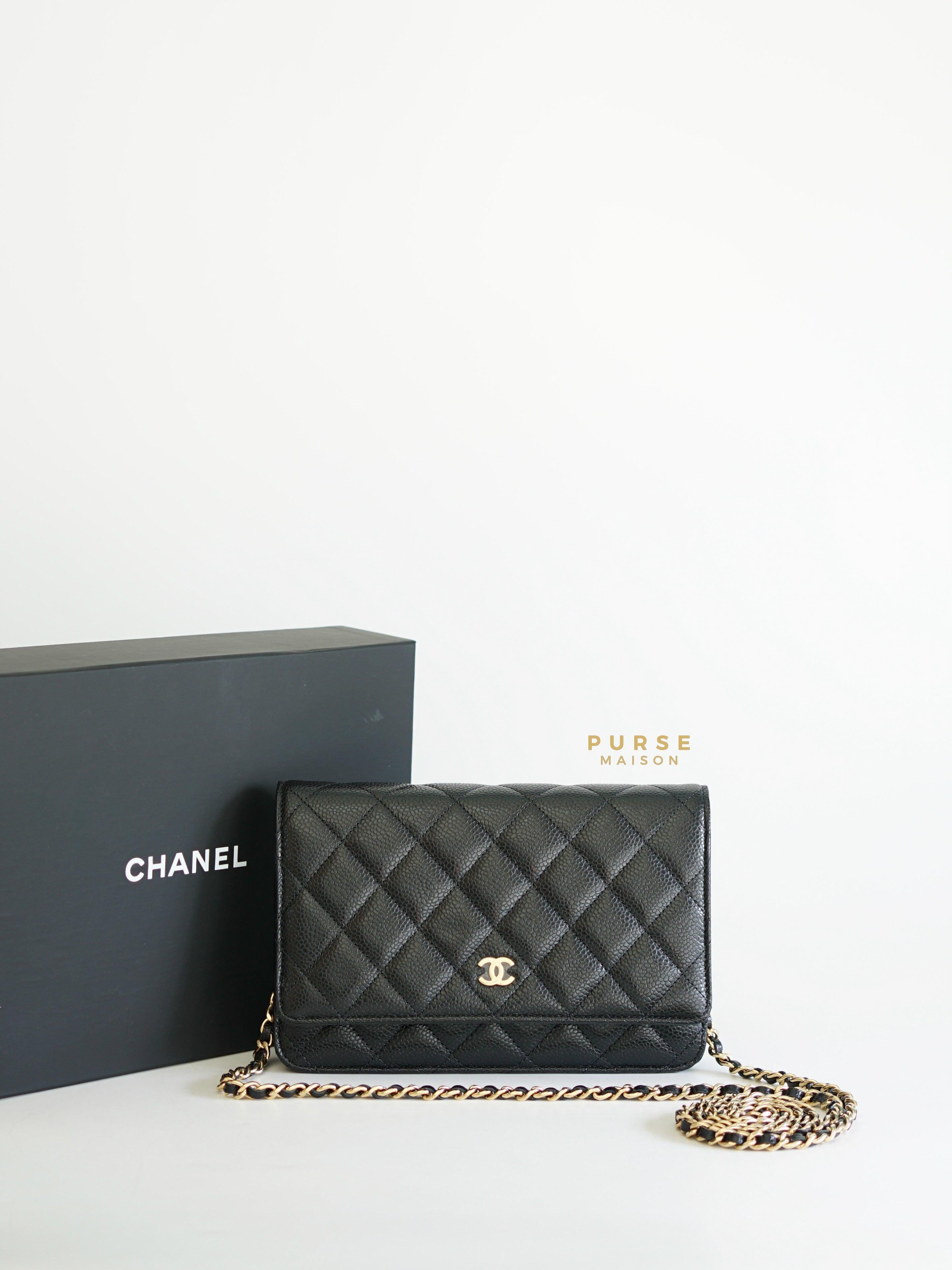 Chanel Wallet on Chain in Black Caviar and Light Gold Hardware (Microchip) | Purse Maison Luxury Bags Shop