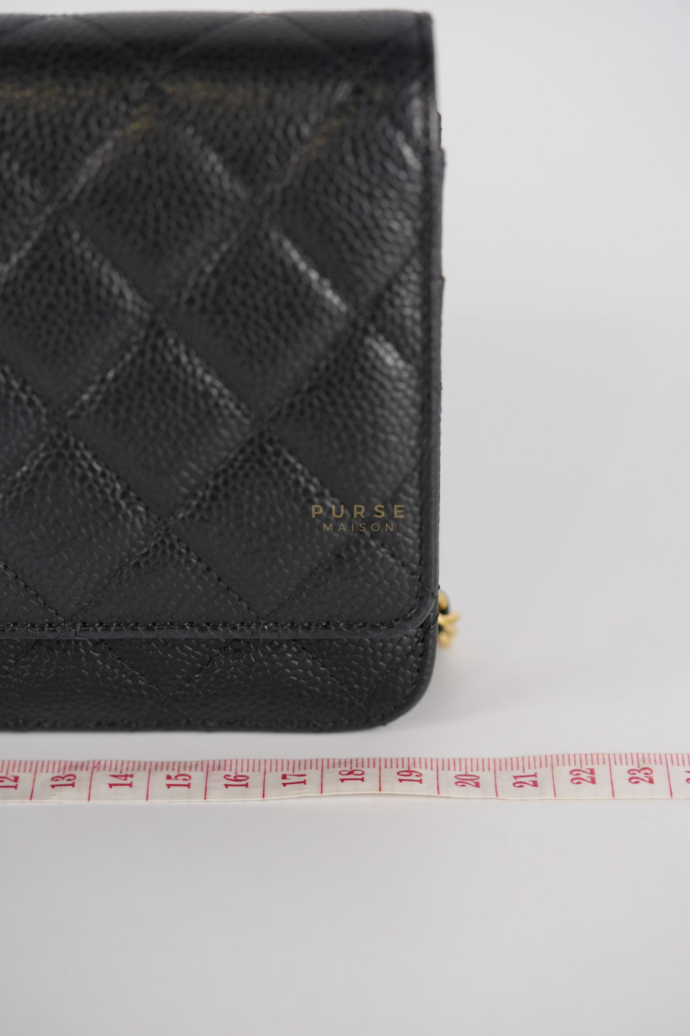 Wallet On Chain in Black Caviar Leather Gold Hardware (Microchip) | Purse Maison Luxury Bags Shop