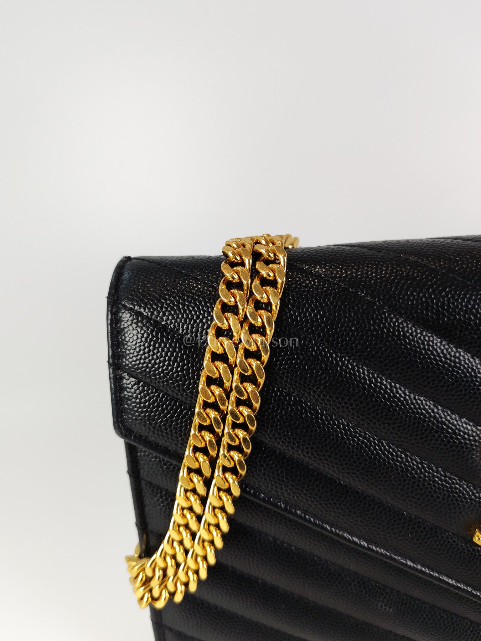 Wallet on Chain in Black Chevron Matelasse Leather & Gold Hardware | Purse Maison Luxury Bags Shop