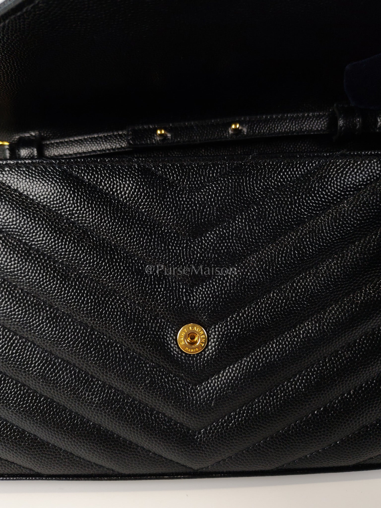 Wallet on Chain in Black Chevron Matelasse Leather & Gold Hardware | Purse Maison Luxury Bags Shop