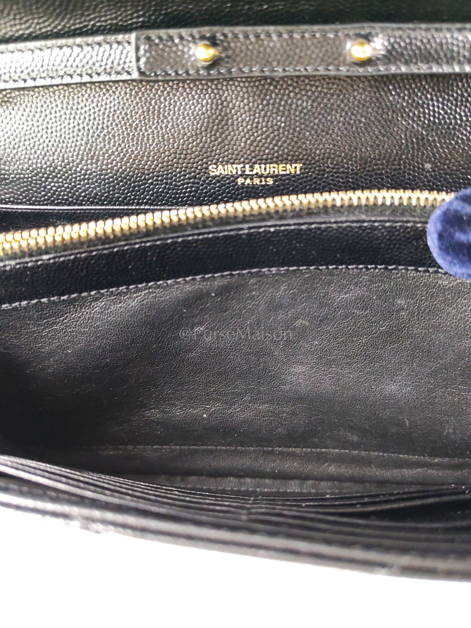 Wallet on Chain in Black Chevron Matelasse Leather & Gold Hardware | Purse Maison Luxury Bags Shop