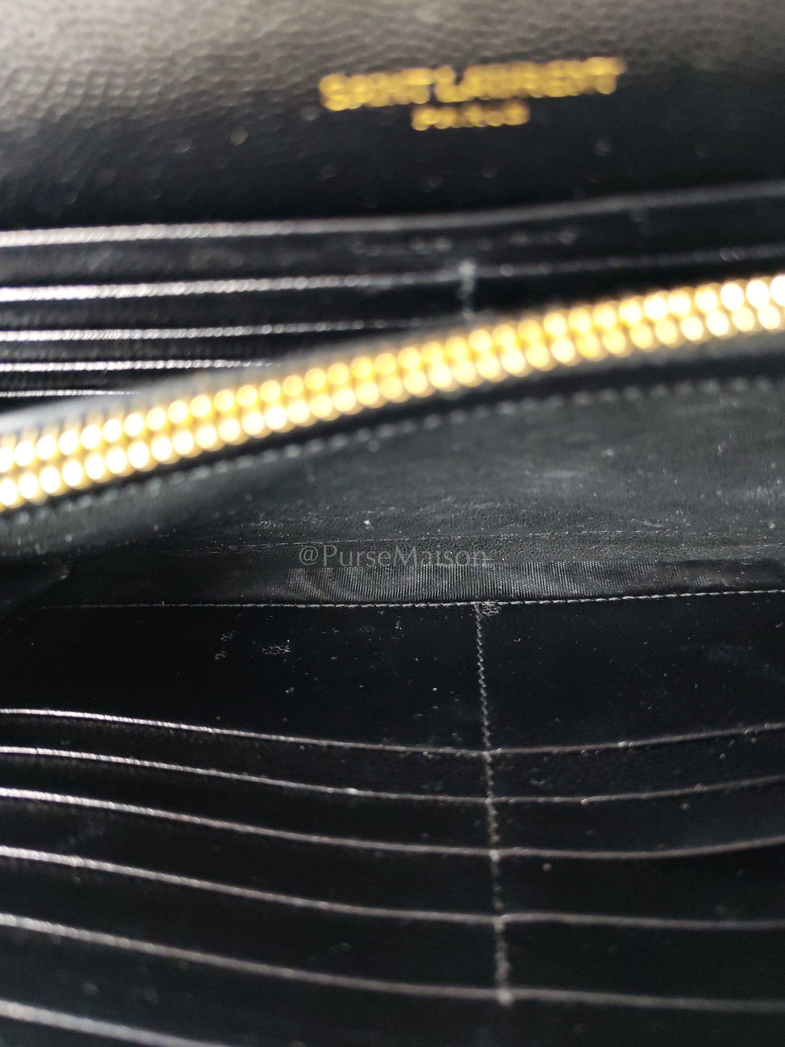 Wallet on Chain in Black Chevron Matelasse Leather & Gold Hardware | Purse Maison Luxury Bags Shop