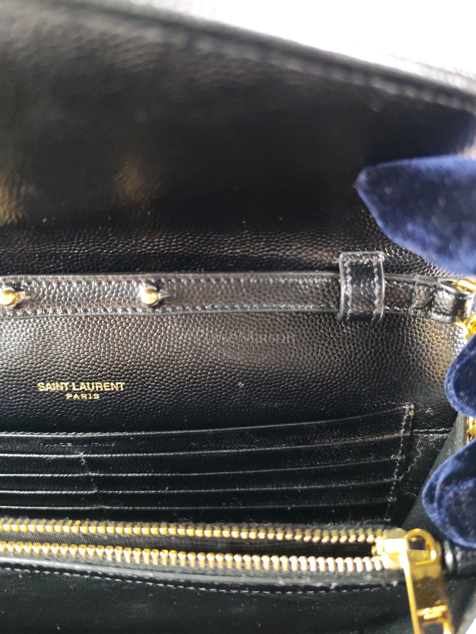 Wallet on Chain in Black Chevron Matelasse Leather & Gold Hardware | Purse Maison Luxury Bags Shop