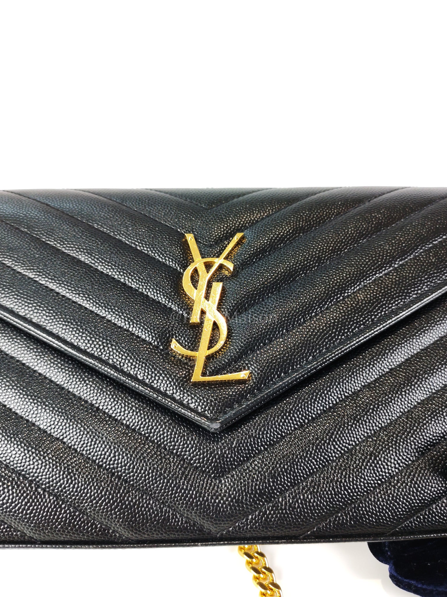 Wallet on Chain in Black Chevron Matelasse Leather & Gold Hardware | Purse Maison Luxury Bags Shop
