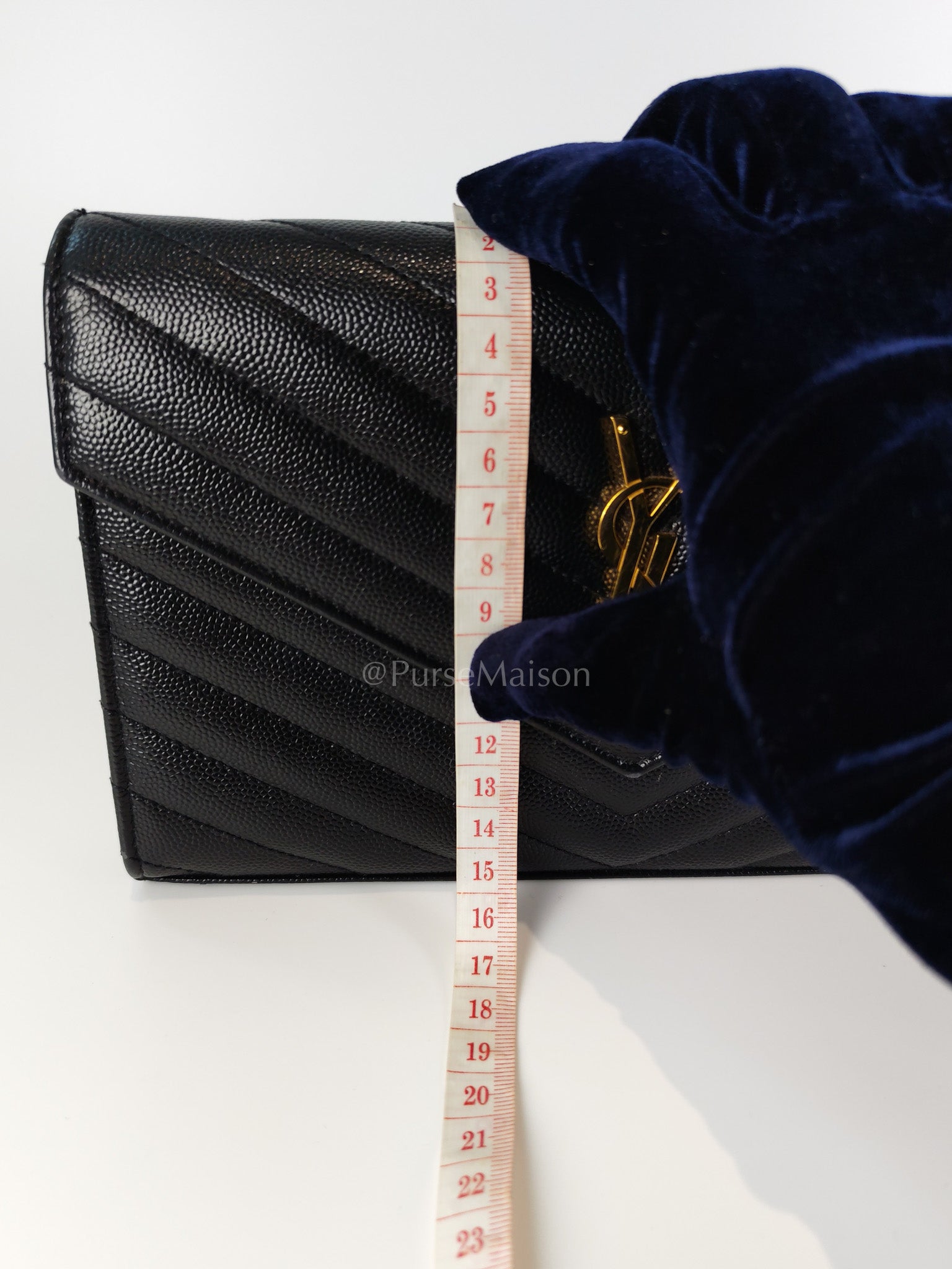 Wallet on Chain in Black Chevron Matelasse Leather & Gold Hardware | Purse Maison Luxury Bags Shop