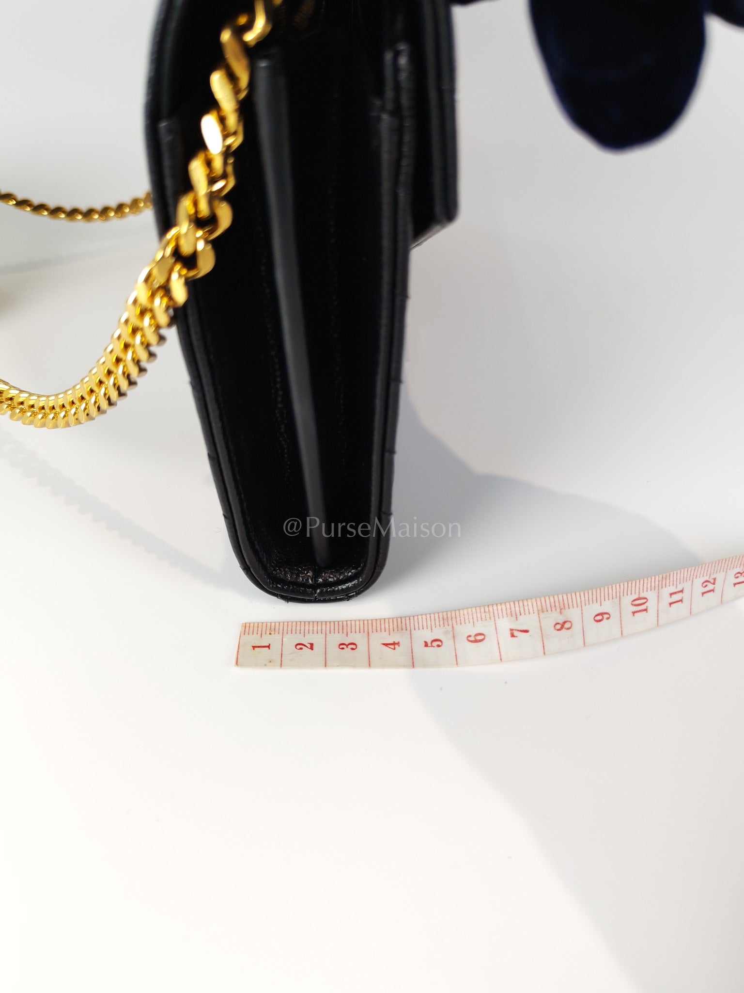 Wallet on Chain in Black Chevron Matelasse Leather & Gold Hardware | Purse Maison Luxury Bags Shop