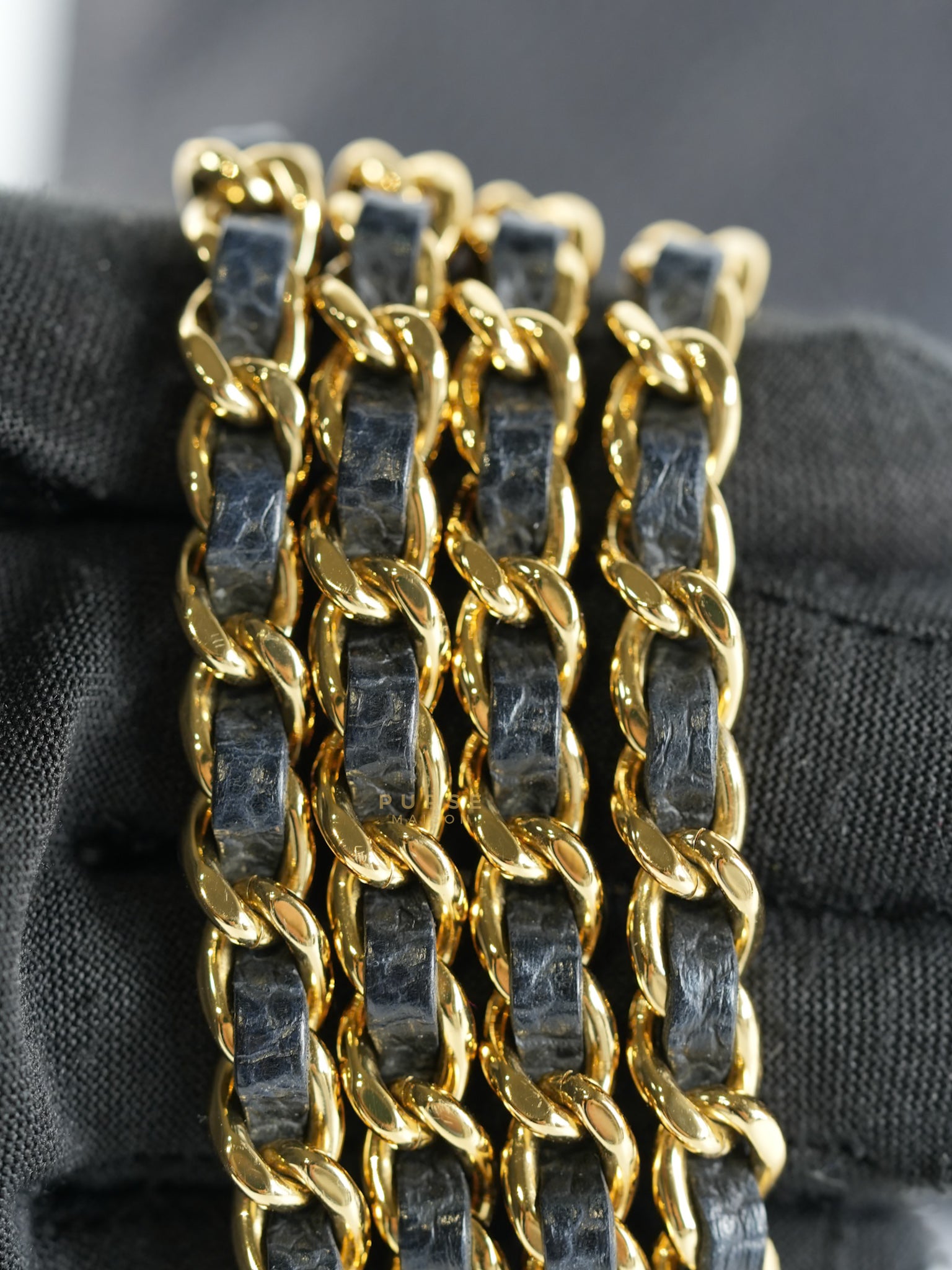 Wallet on Chain in Black Quilted Caviar Leather Gold Hardware Series 28 | Purse Maison Luxury Bags Shop