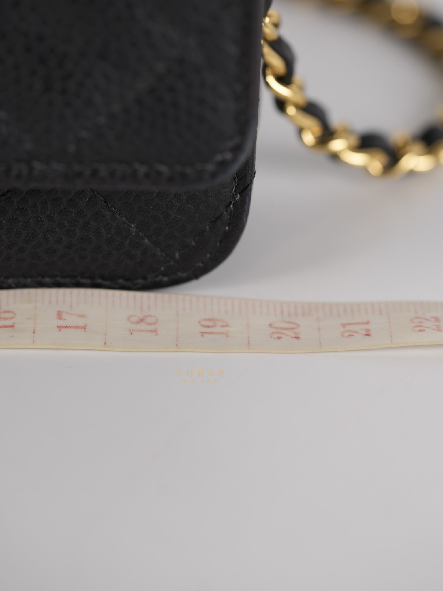 Wallet on Chain in Black Quilted Caviar Leather Gold Hardware Series 28 | Purse Maison Luxury Bags Shop