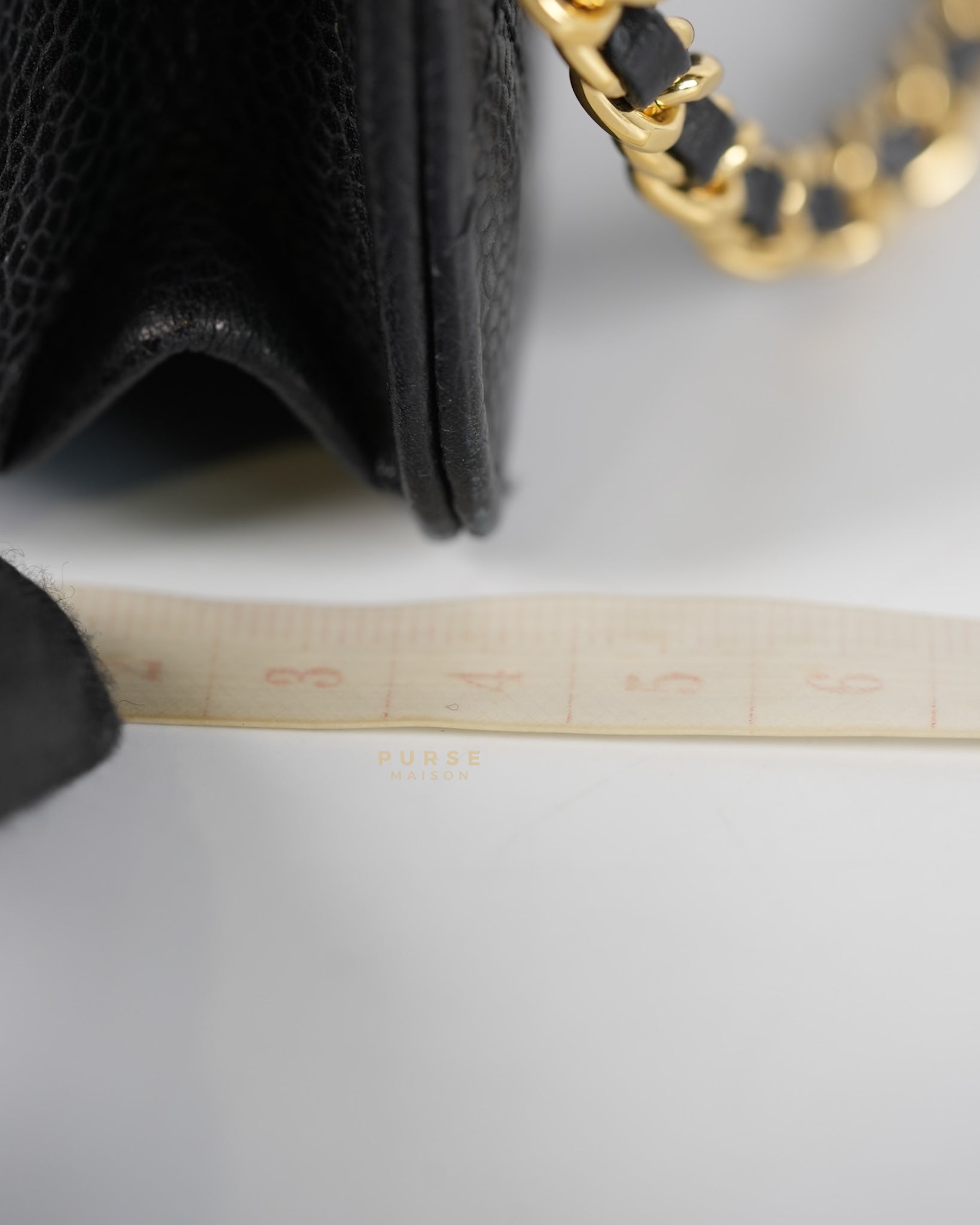 Wallet on Chain in Black Quilted Caviar Leather Gold Hardware Series 28 | Purse Maison Luxury Bags Shop