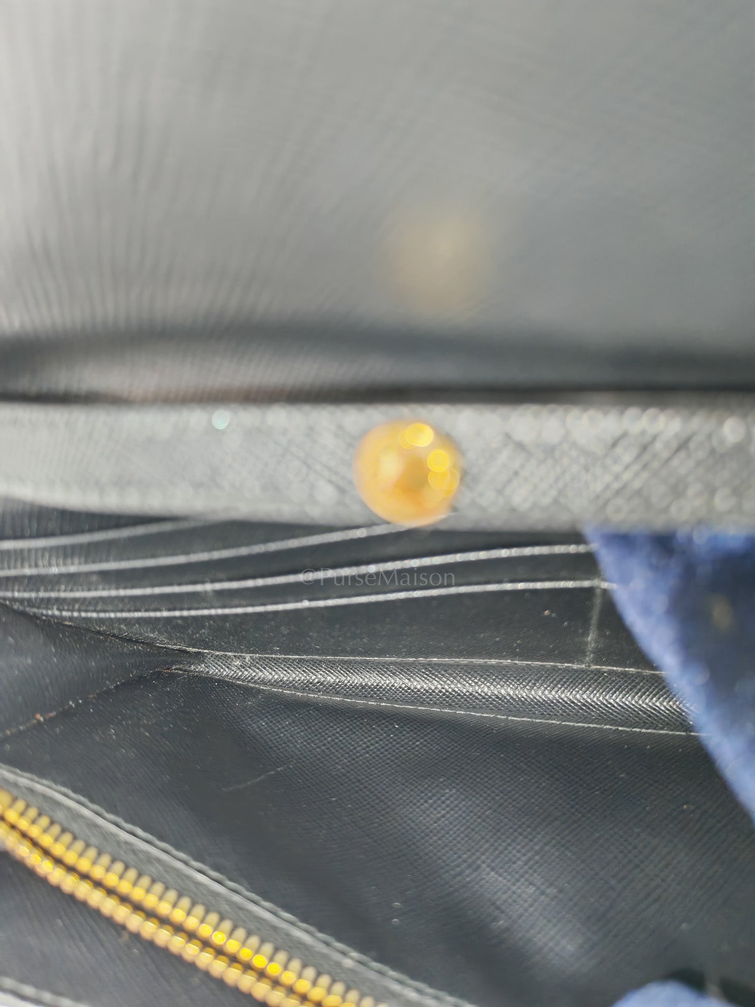 Wallet On Chain in Black Saffiano Leather & Gold Hardware | Purse Maison Luxury Bags Shop