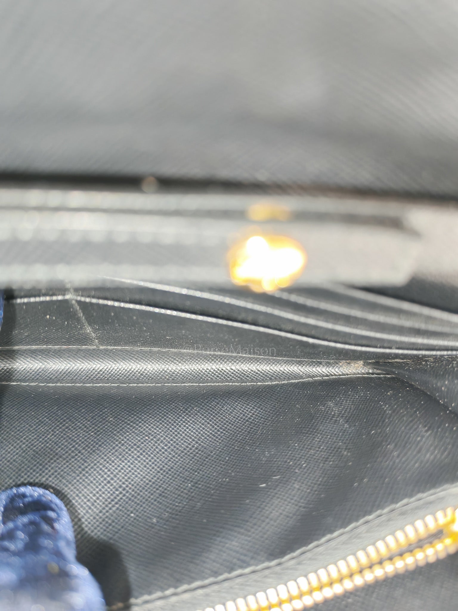 Wallet On Chain in Black Saffiano Leather & Gold Hardware | Purse Maison Luxury Bags Shop