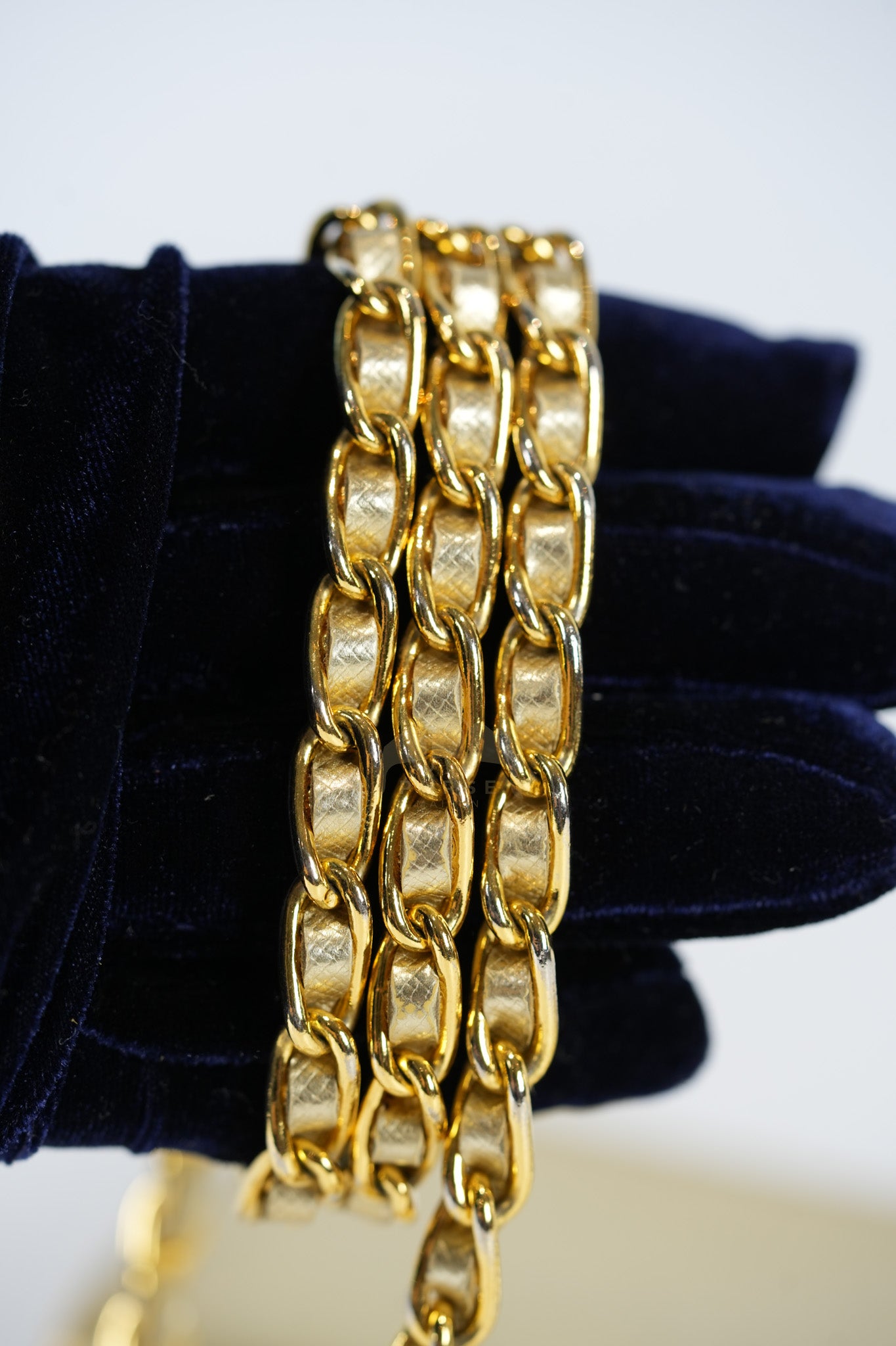 Wallet on Chain in Gold Saffiano Metal Leather & Gold Hardware | Purse Maison Luxury Bags Shop