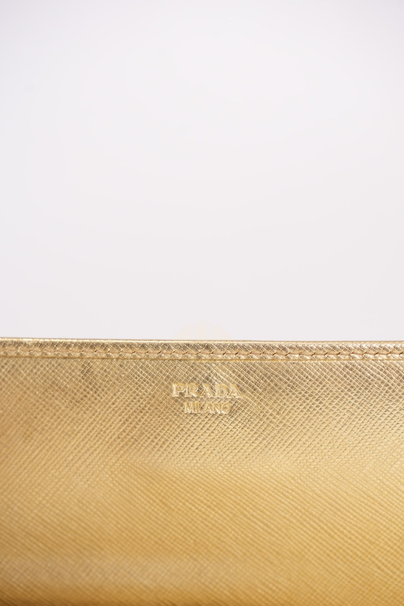Wallet on Chain in Gold Saffiano Metal Leather & Gold Hardware | Purse Maison Luxury Bags Shop