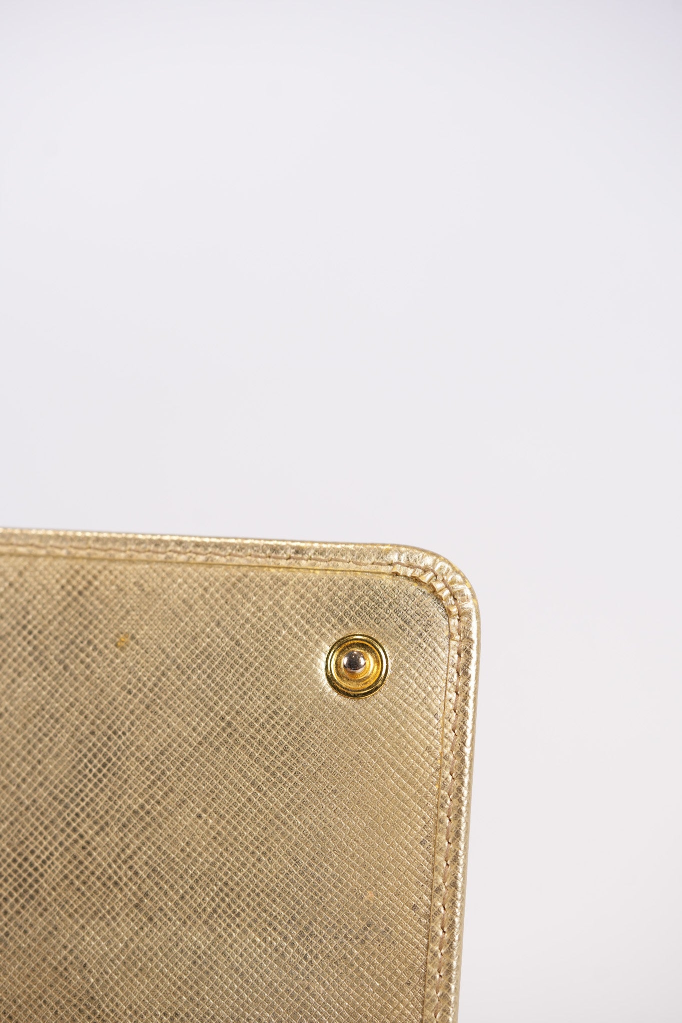Wallet on Chain in Gold Saffiano Metal Leather & Gold Hardware | Purse Maison Luxury Bags Shop