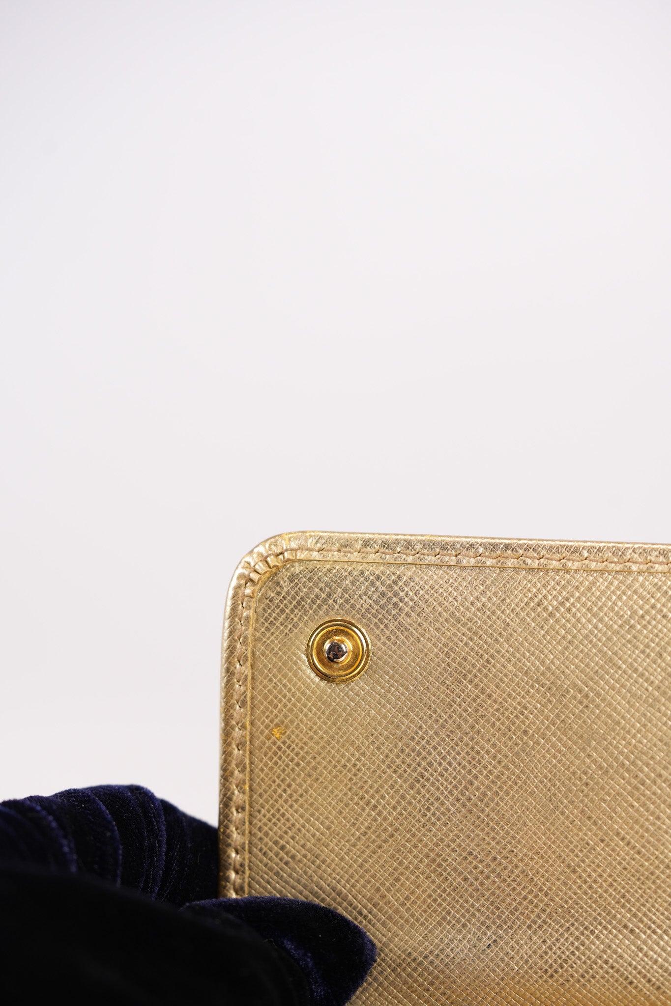 Wallet on Chain in Gold Saffiano Metal Leather & Gold Hardware | Purse Maison Luxury Bags Shop