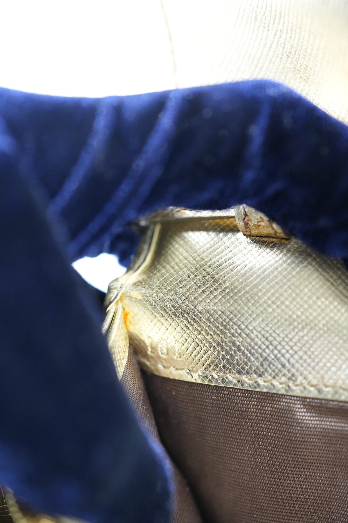 Wallet on Chain in Gold Saffiano Metal Leather & Gold Hardware | Purse Maison Luxury Bags Shop