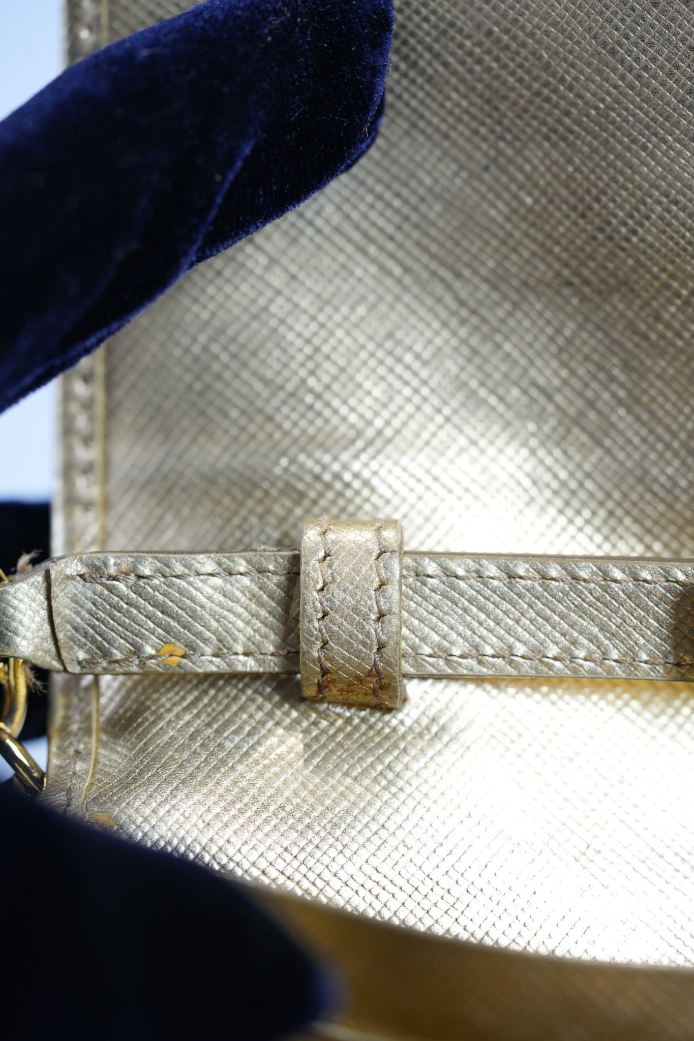 Wallet on Chain in Gold Saffiano Metal Leather & Gold Hardware | Purse Maison Luxury Bags Shop