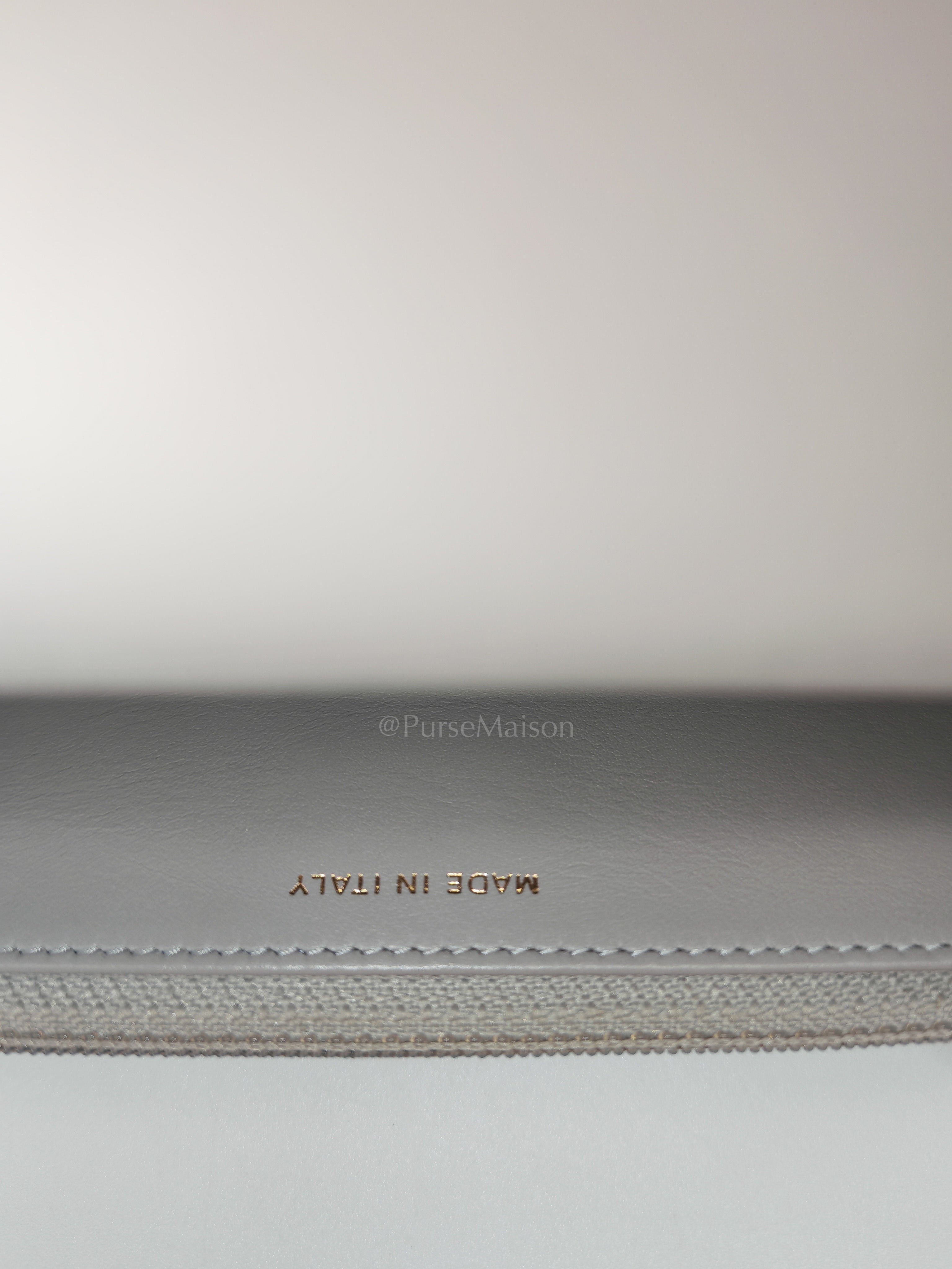 Wallet on Chain in Gray Lambskin Leather & Mixed Hardware Microchip | Purse Maison Luxury Bags Shop
