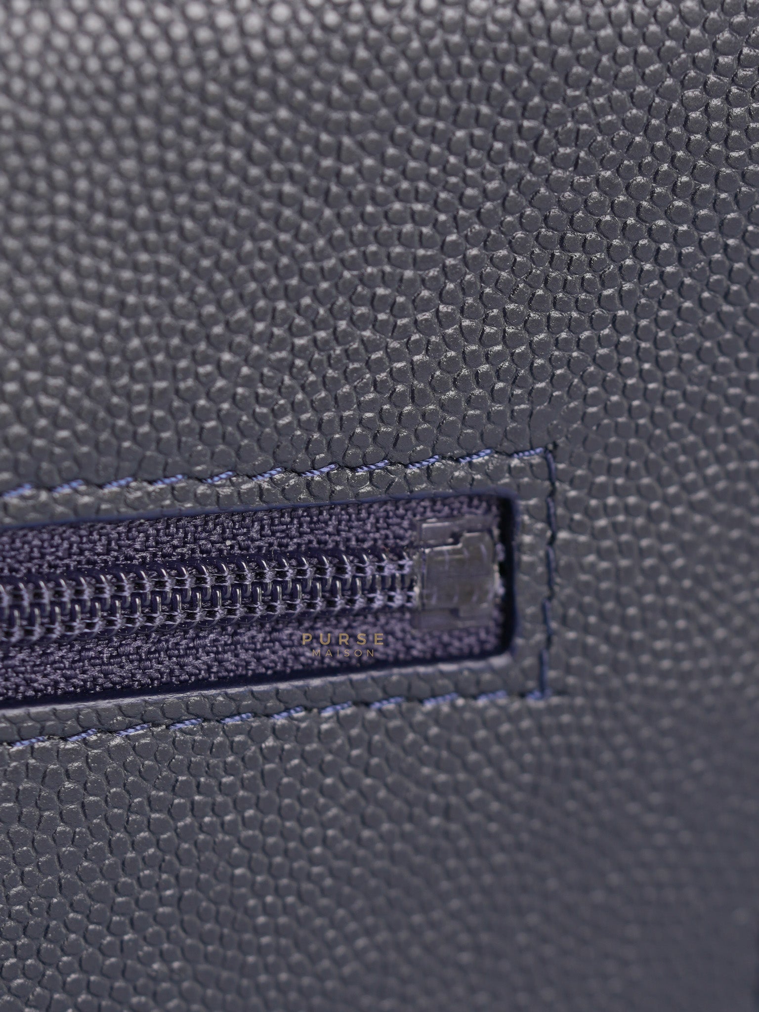 Wallet on Chain in Navy Blue Quilted Caviar Leather & Light Gold Hardware(Series 26) | Purse Maison Luxury Bags Shop