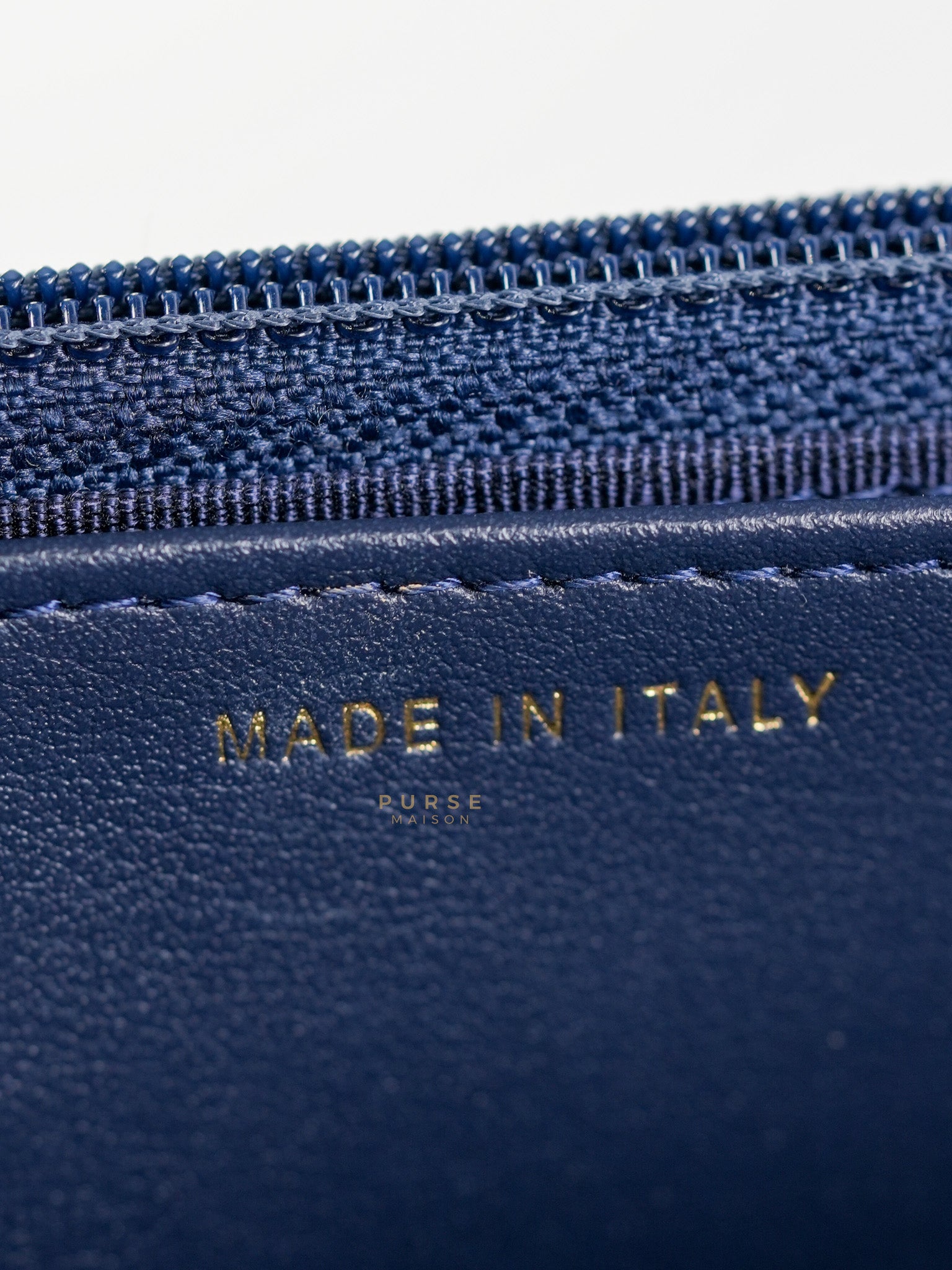 Wallet on Chain in Navy Blue Quilted Caviar Leather & Light Gold Hardware(Series 26) | Purse Maison Luxury Bags Shop