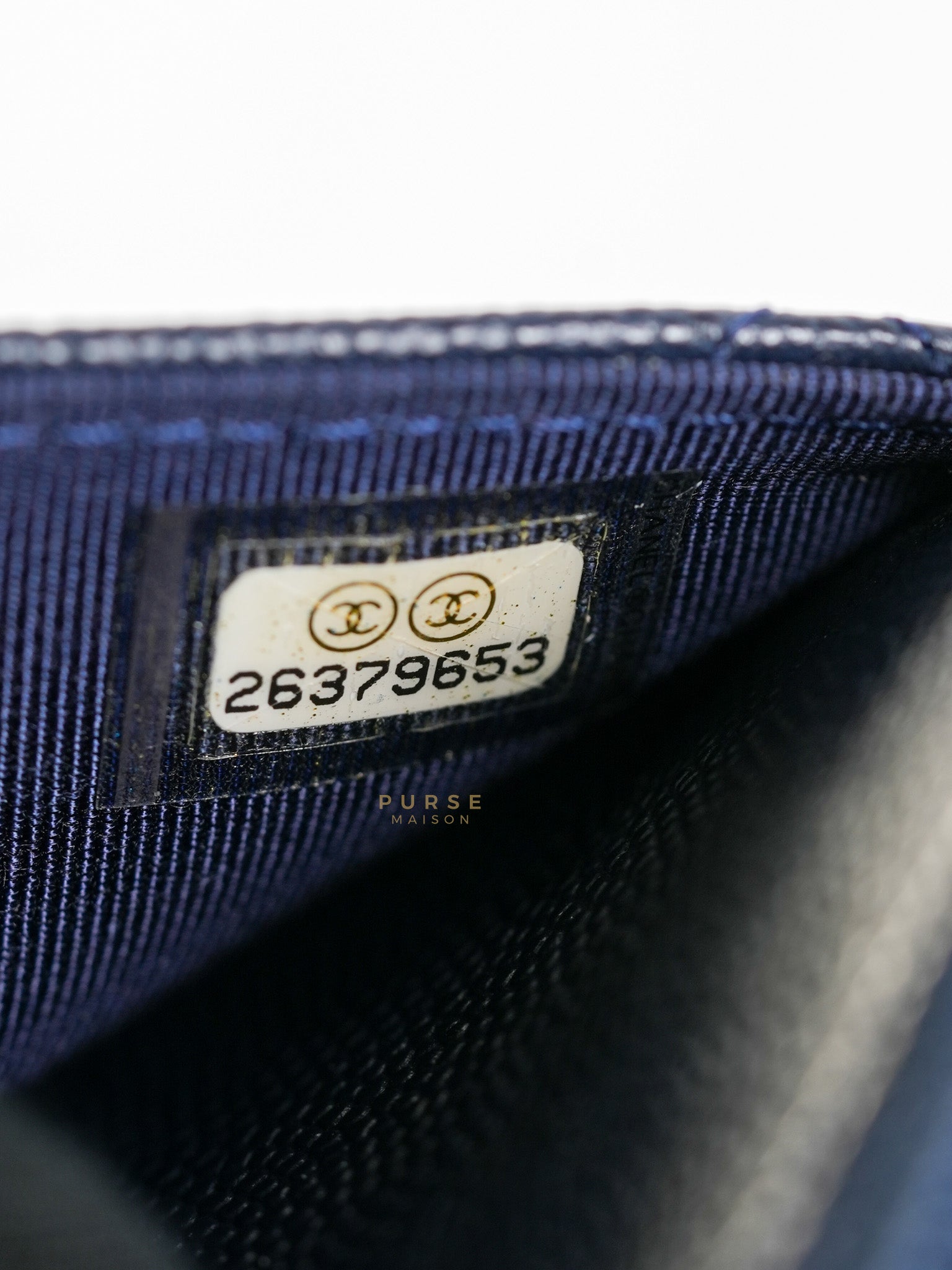 Wallet on Chain in Navy Blue Quilted Caviar Leather & Light Gold Hardware(Series 26) | Purse Maison Luxury Bags Shop