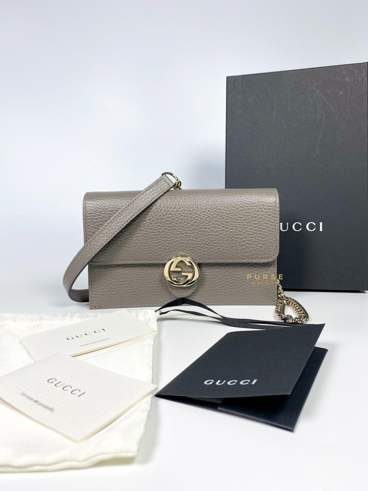 Gucci Wallet on Chain Grey Interlocking Leather Crossbody Bag