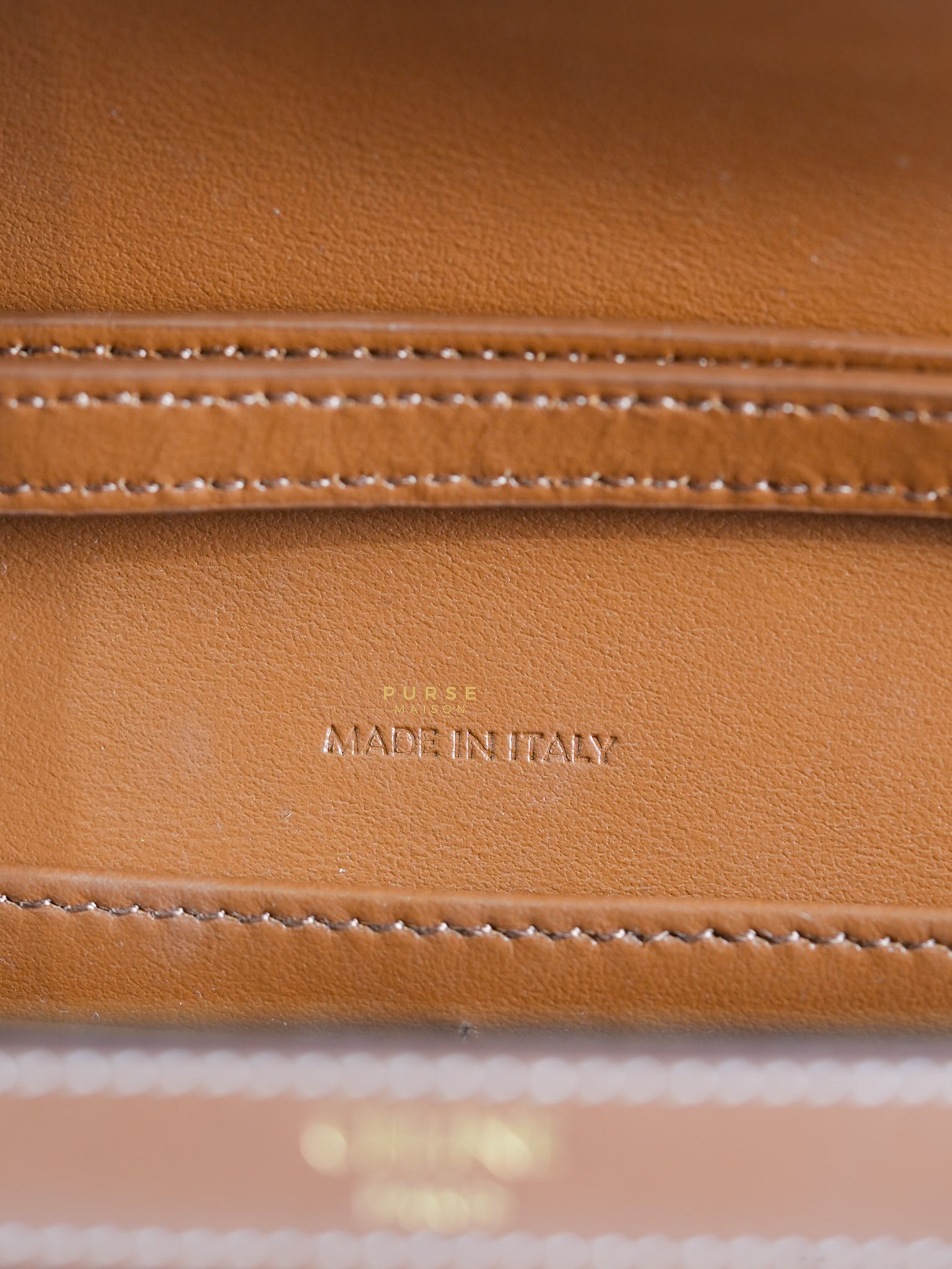 Wallet On Chain Margo Tan in Triomphe Canvas and Calfskin | Purse Maison Luxury Bags Shop