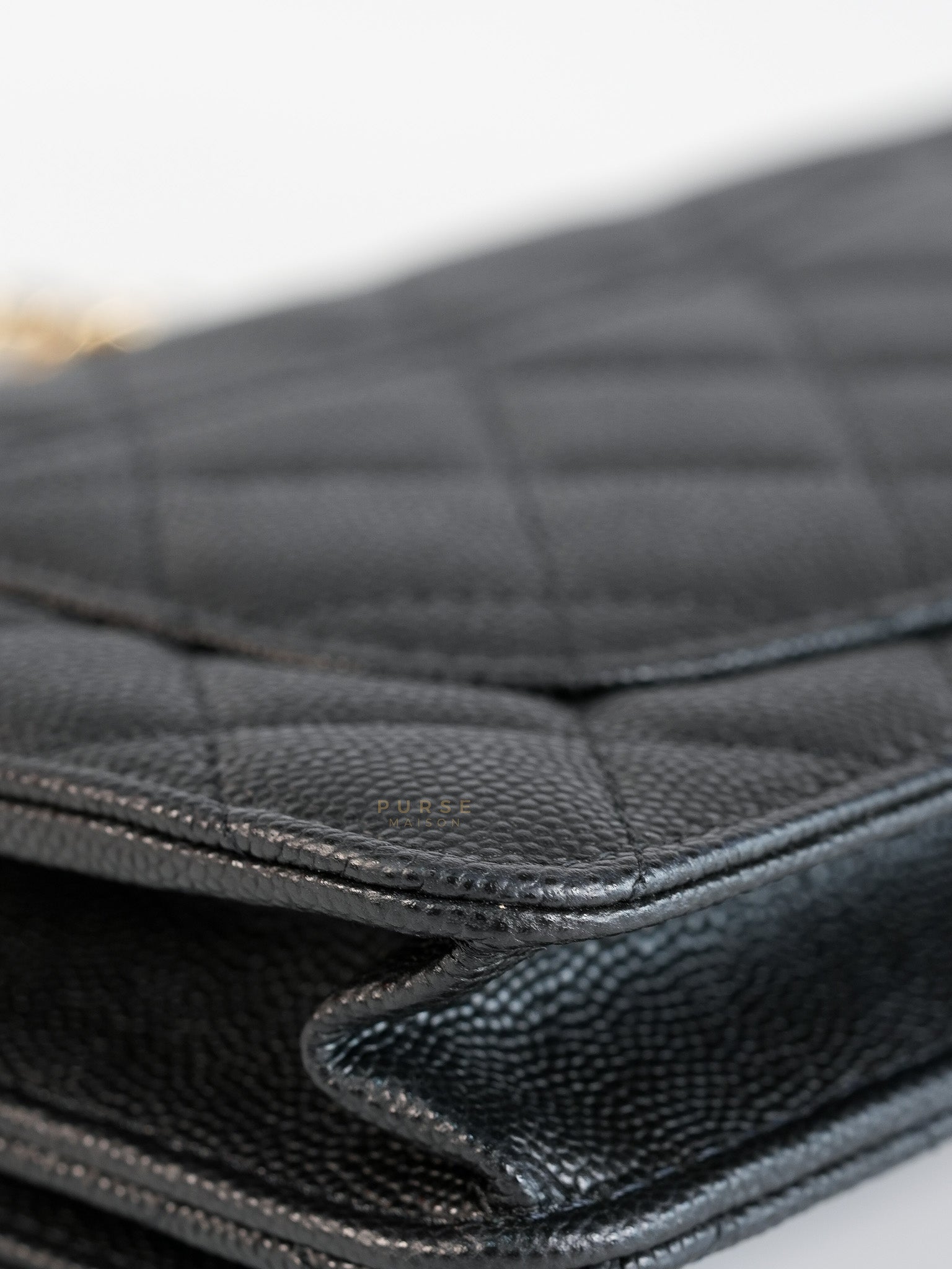 Wallet on Chain Small in Black Caviar Leather(Microchip) | Purse Maison Luxury Bags Shop