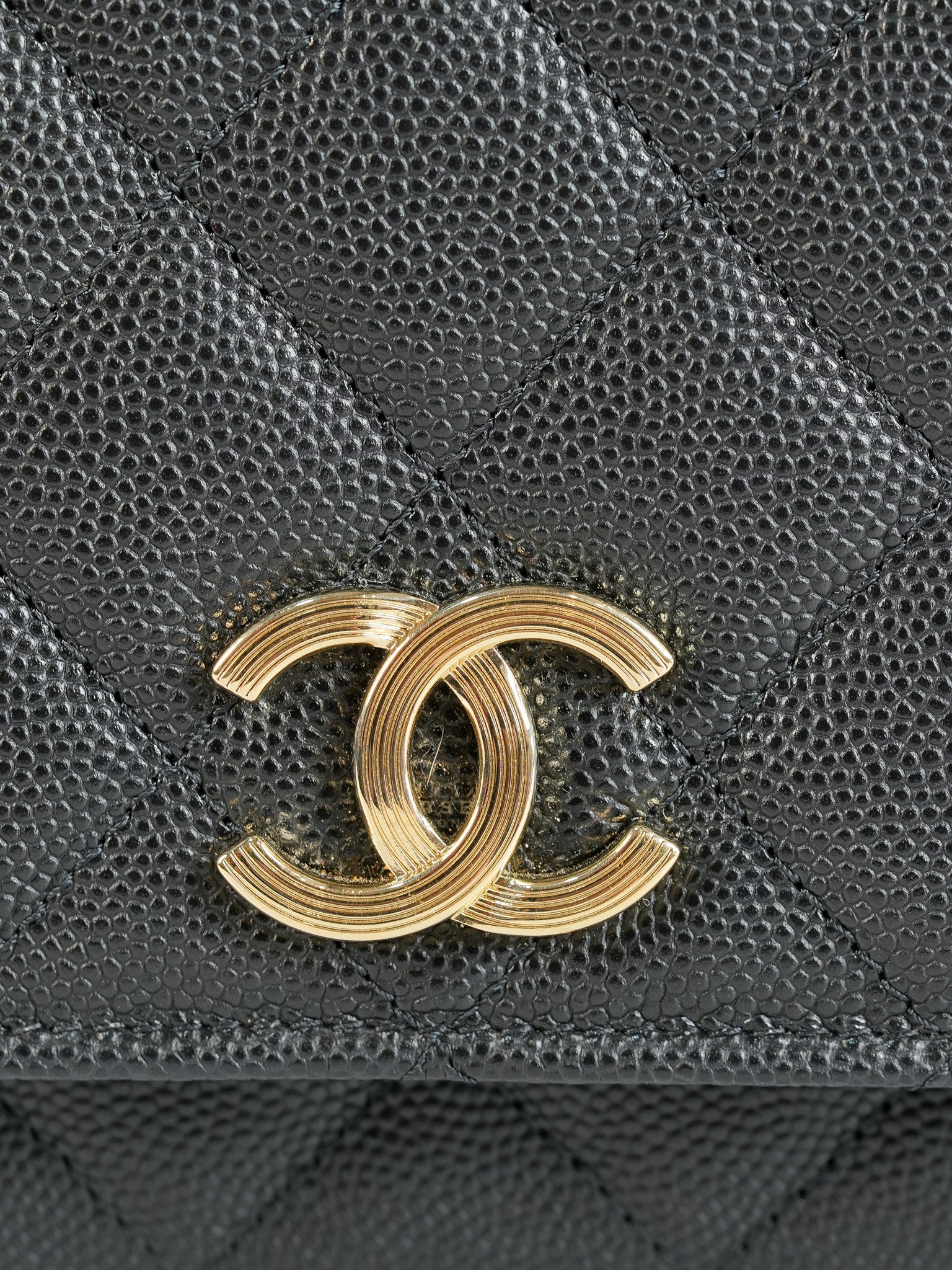 Wallet on Chain Small in Black Caviar Leather(Microchip) | Purse Maison Luxury Bags Shop