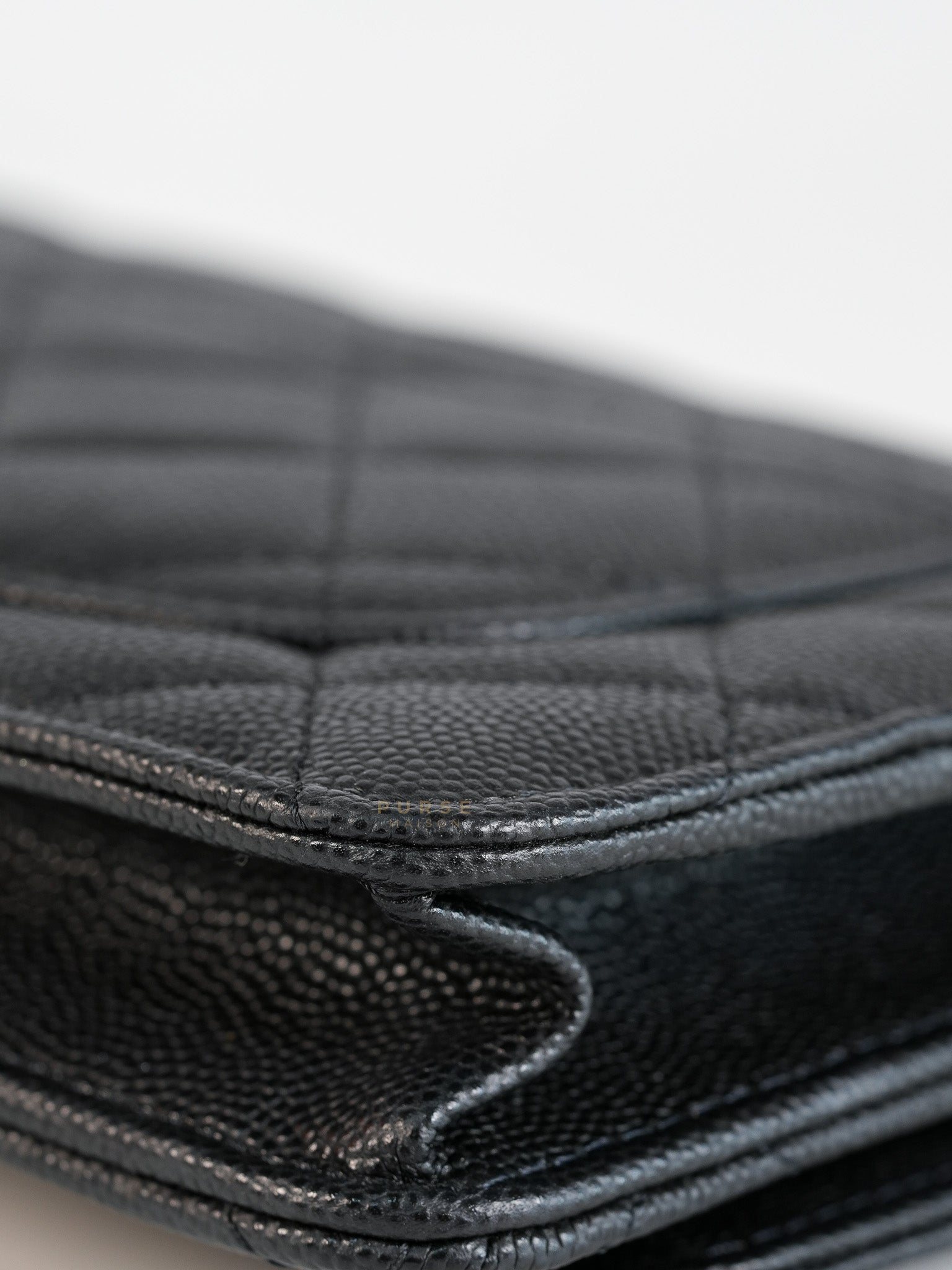 Wallet on Chain Small in Black Caviar Leather(Microchip) | Purse Maison Luxury Bags Shop