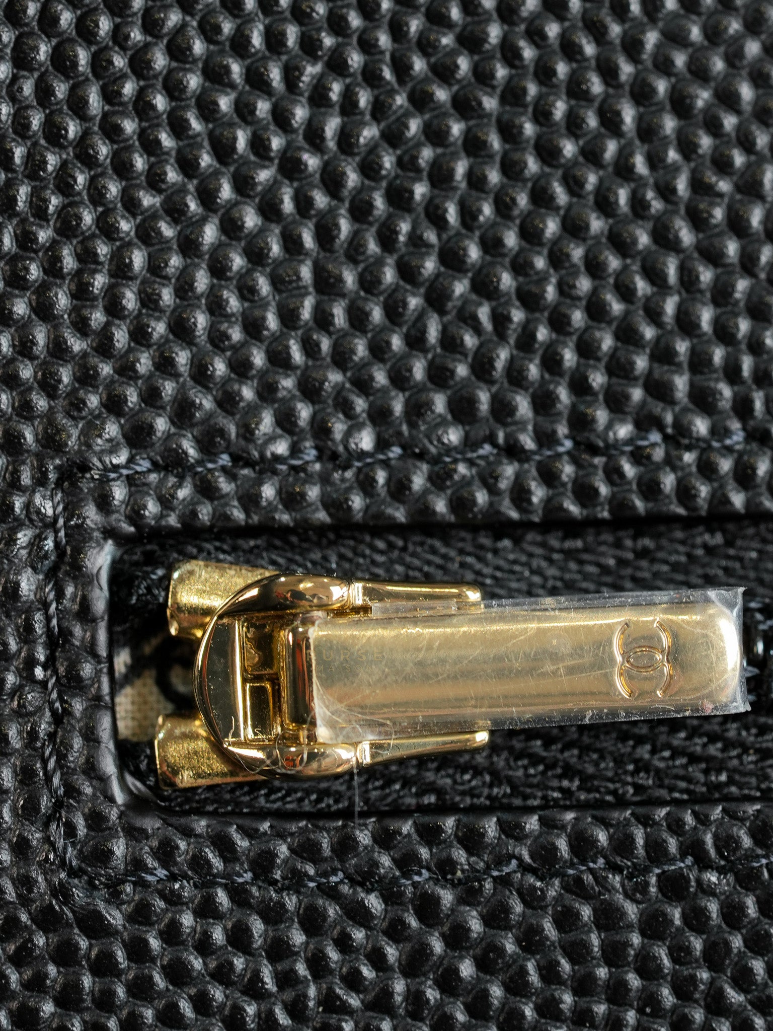Wallet on Chain Small in Black Caviar Leather(Microchip) | Purse Maison Luxury Bags Shop