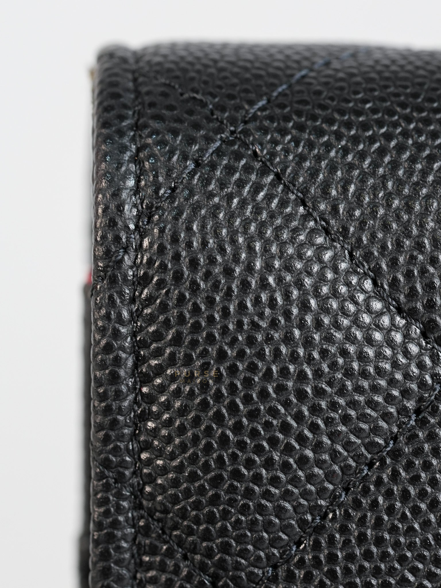 Wallet on Chain Small in Black Caviar Leather(Microchip) | Purse Maison Luxury Bags Shop