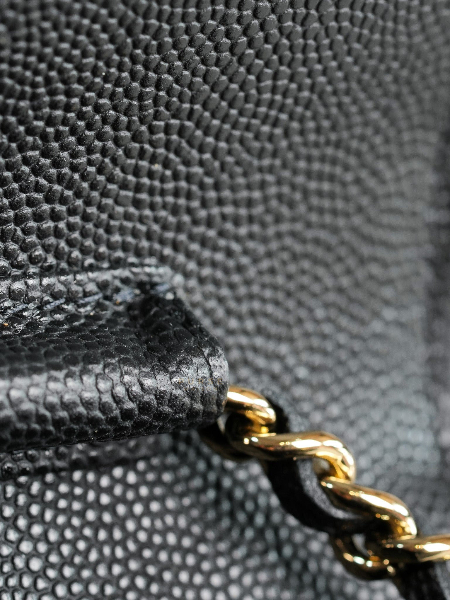 Wallet on Chain Small in Black Caviar Leather(Microchip) | Purse Maison Luxury Bags Shop