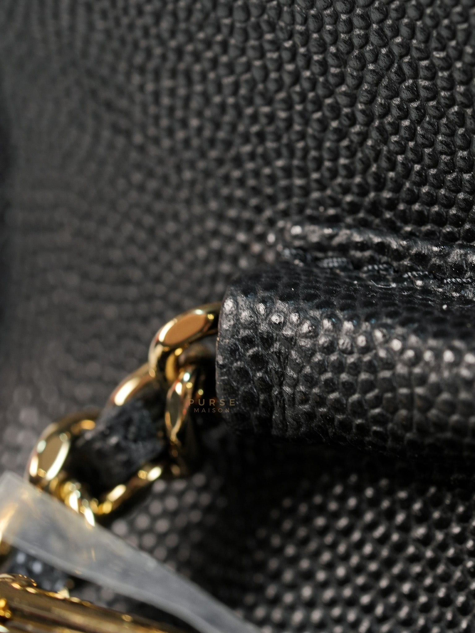 Wallet on Chain Small in Black Caviar Leather(Microchip) | Purse Maison Luxury Bags Shop