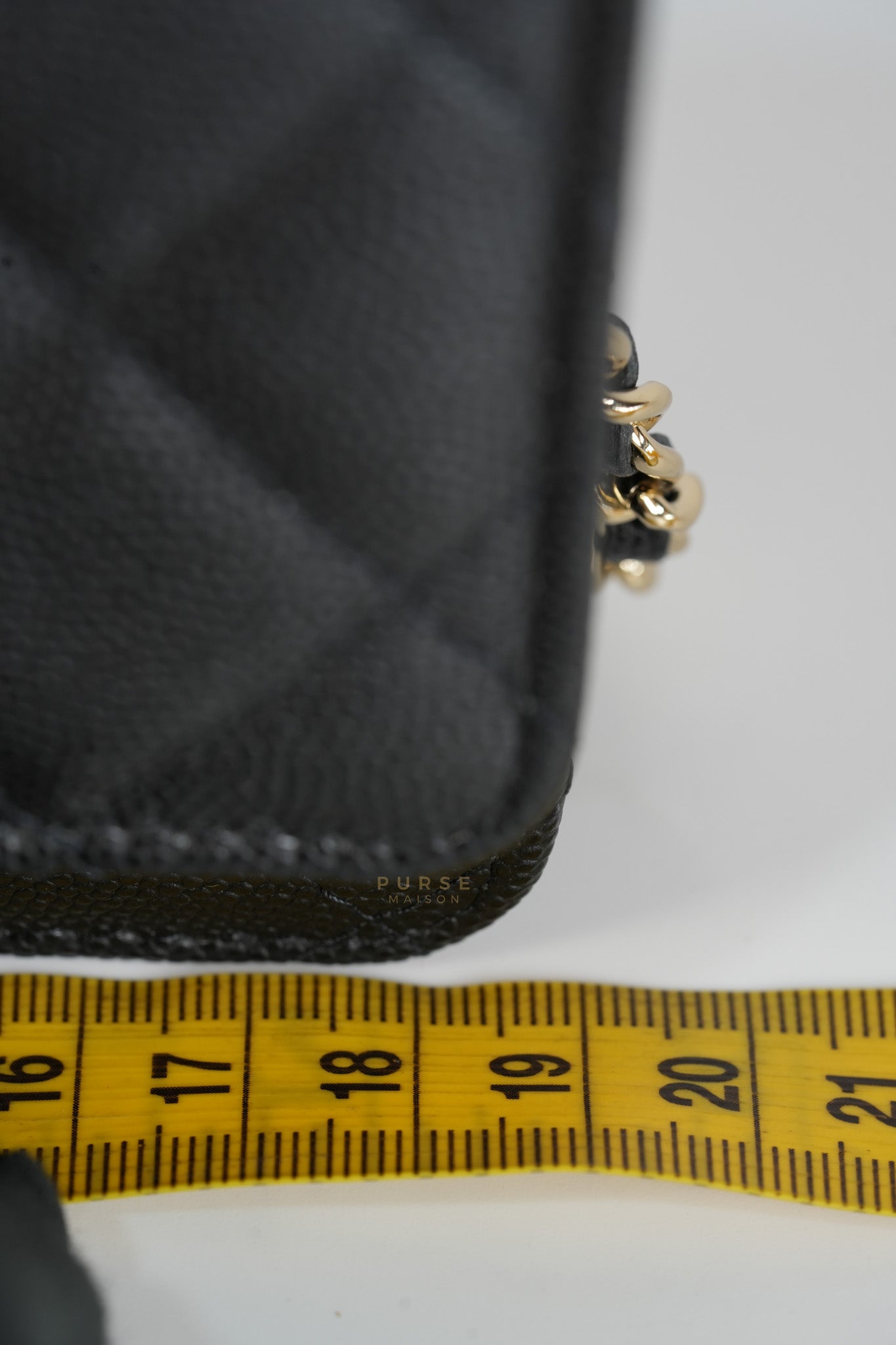 Wallet on Chain Small in Black Caviar Leather(Microchip) | Purse Maison Luxury Bags Shop
