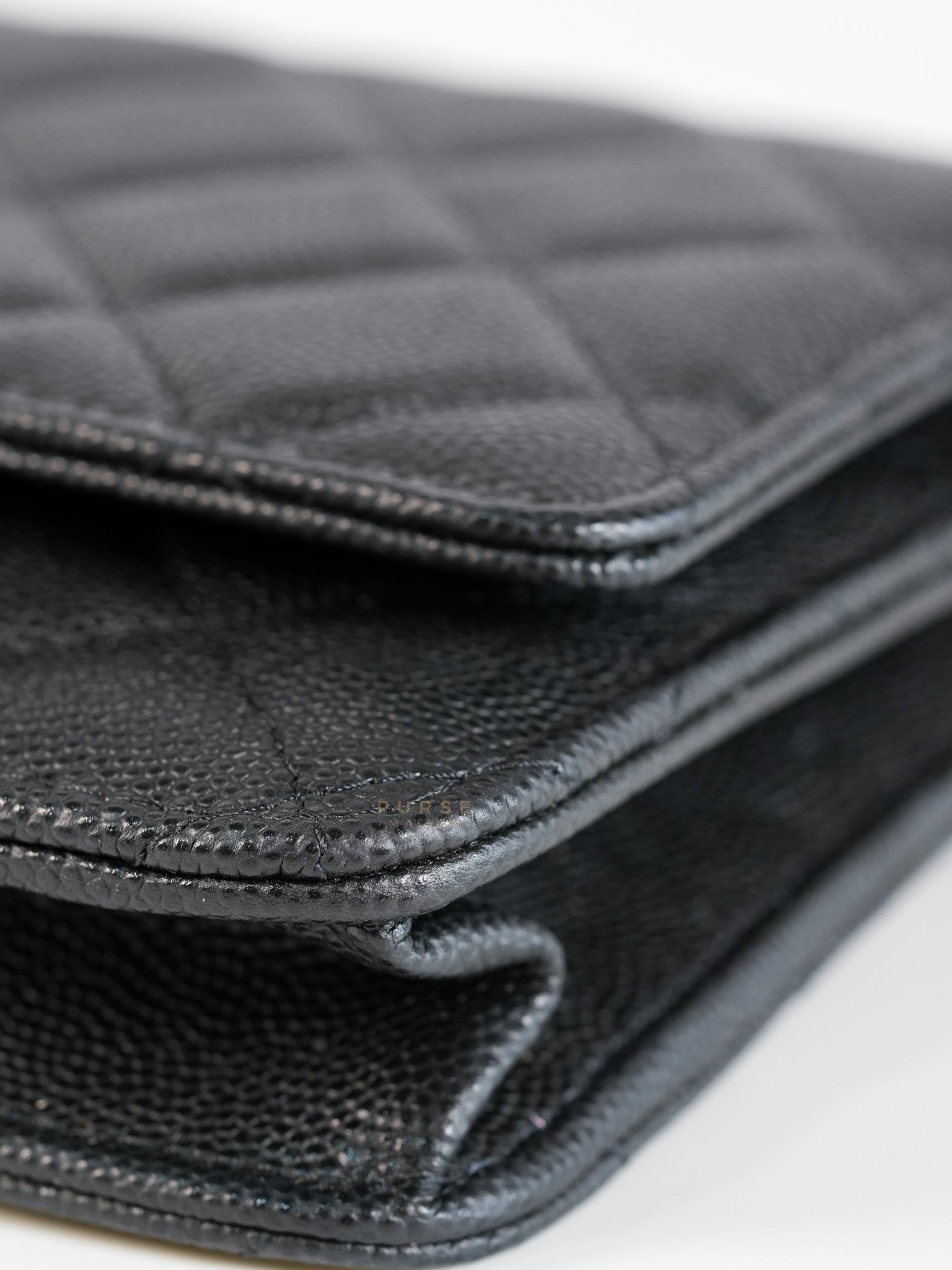 Wallet on Chain Small in Black Caviar Leather(Microchip) | Purse Maison Luxury Bags Shop
