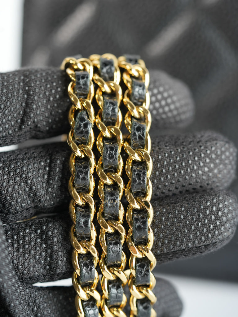 Wallet on Chain WOC Black Caviar Leather in Gold Hardware Series 18 | Purse Maison Luxury Bags Shop