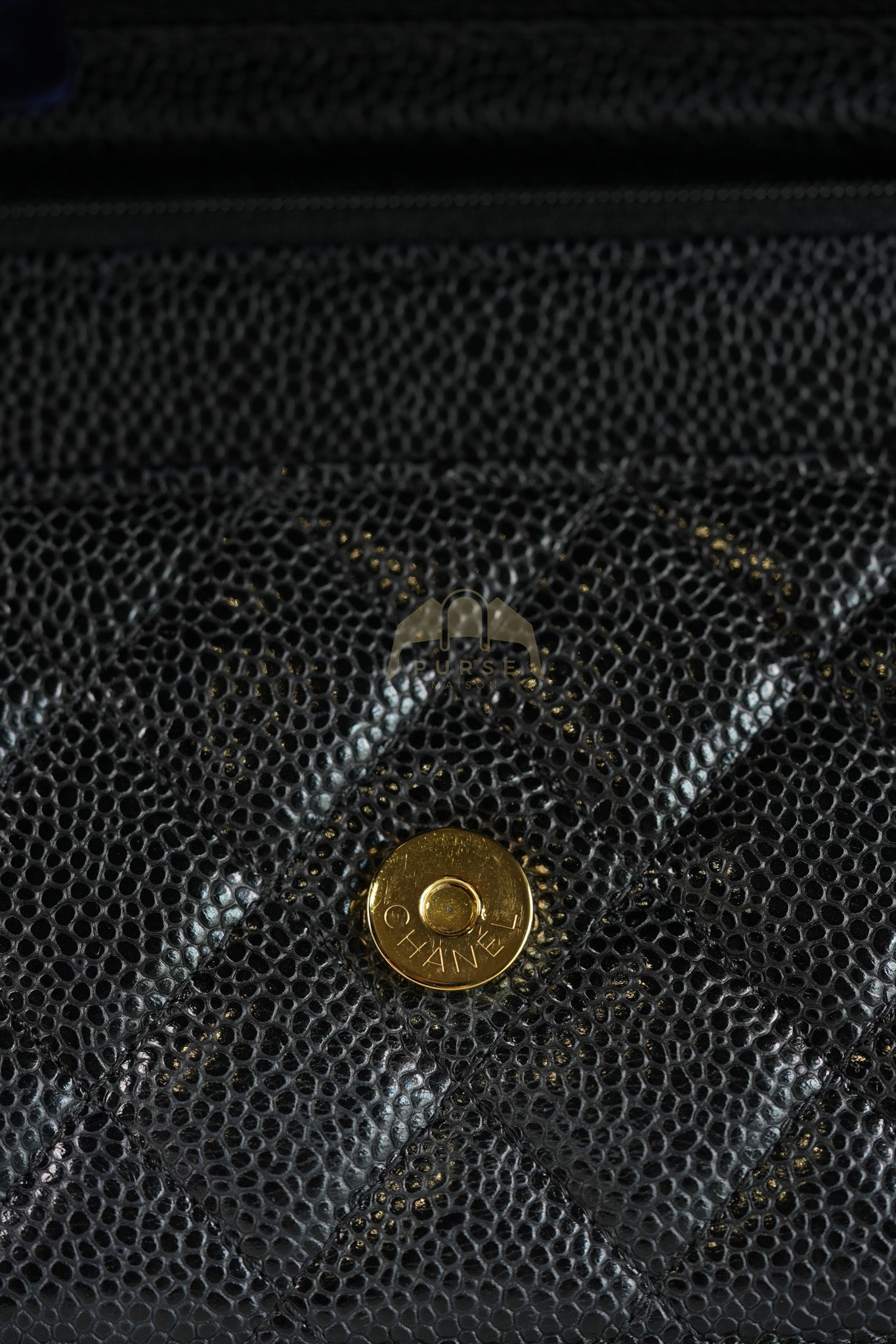 Wallet on Chain (WOC) in Black Caviar Leather & Gold Hardware Microchip | Purse Maison Luxury Bags Shop