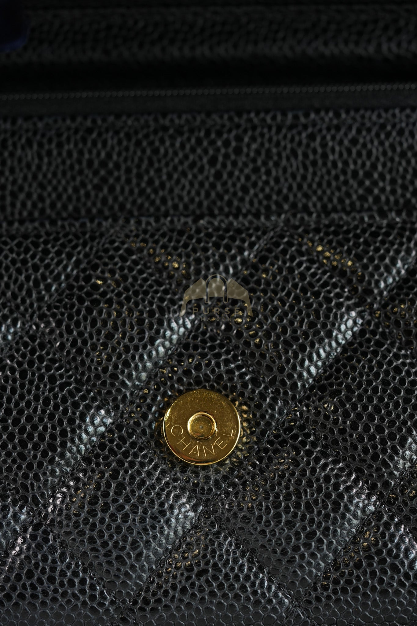 Wallet on Chain (WOC) in Black Caviar Leather & Gold Hardware Microchip | Purse Maison Luxury Bags Shop