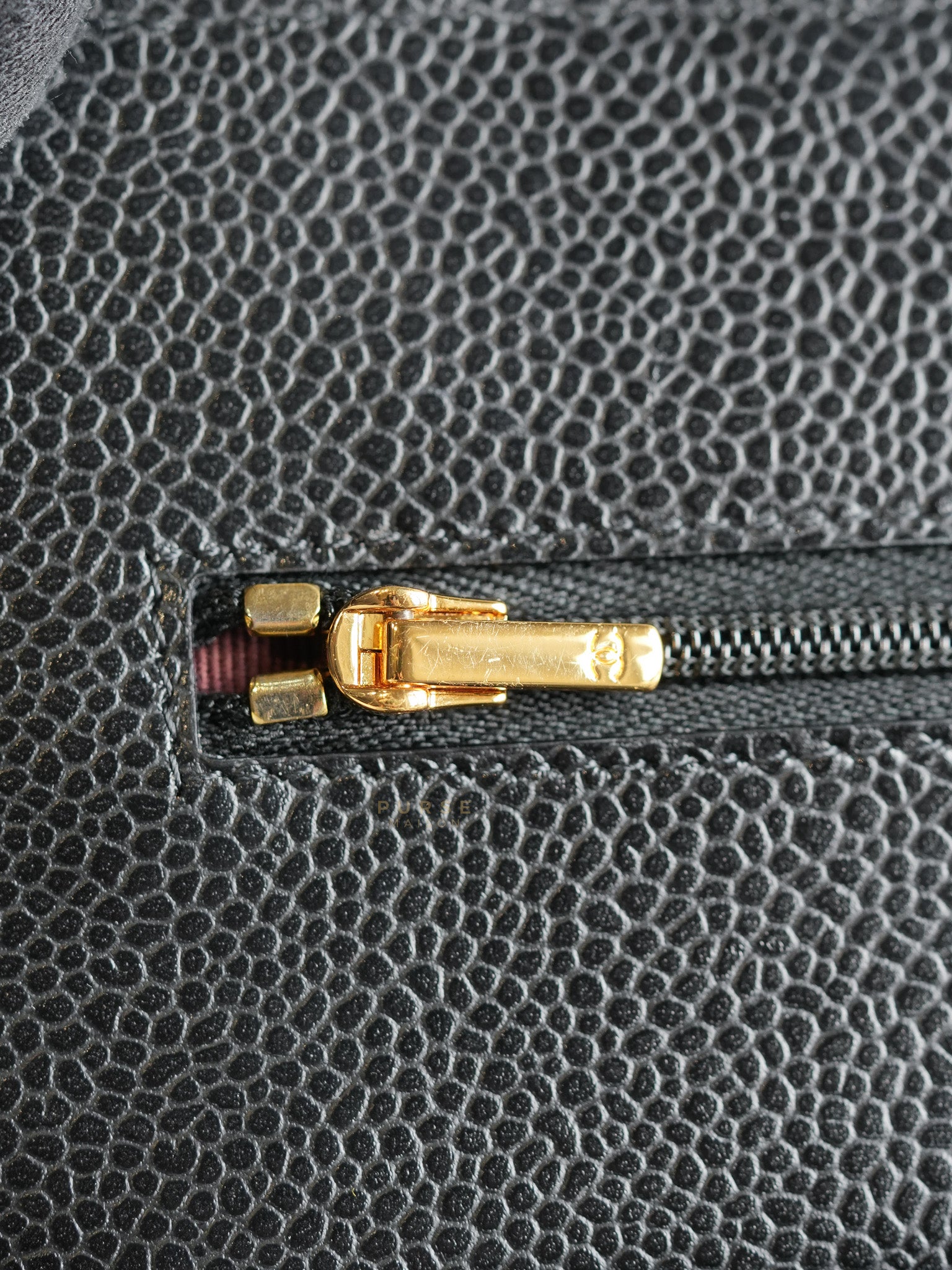 Wallet on Chain (WOC) in Black Caviar Quilted Leather (Microchip) | Purse Maison Luxury Bags Shop