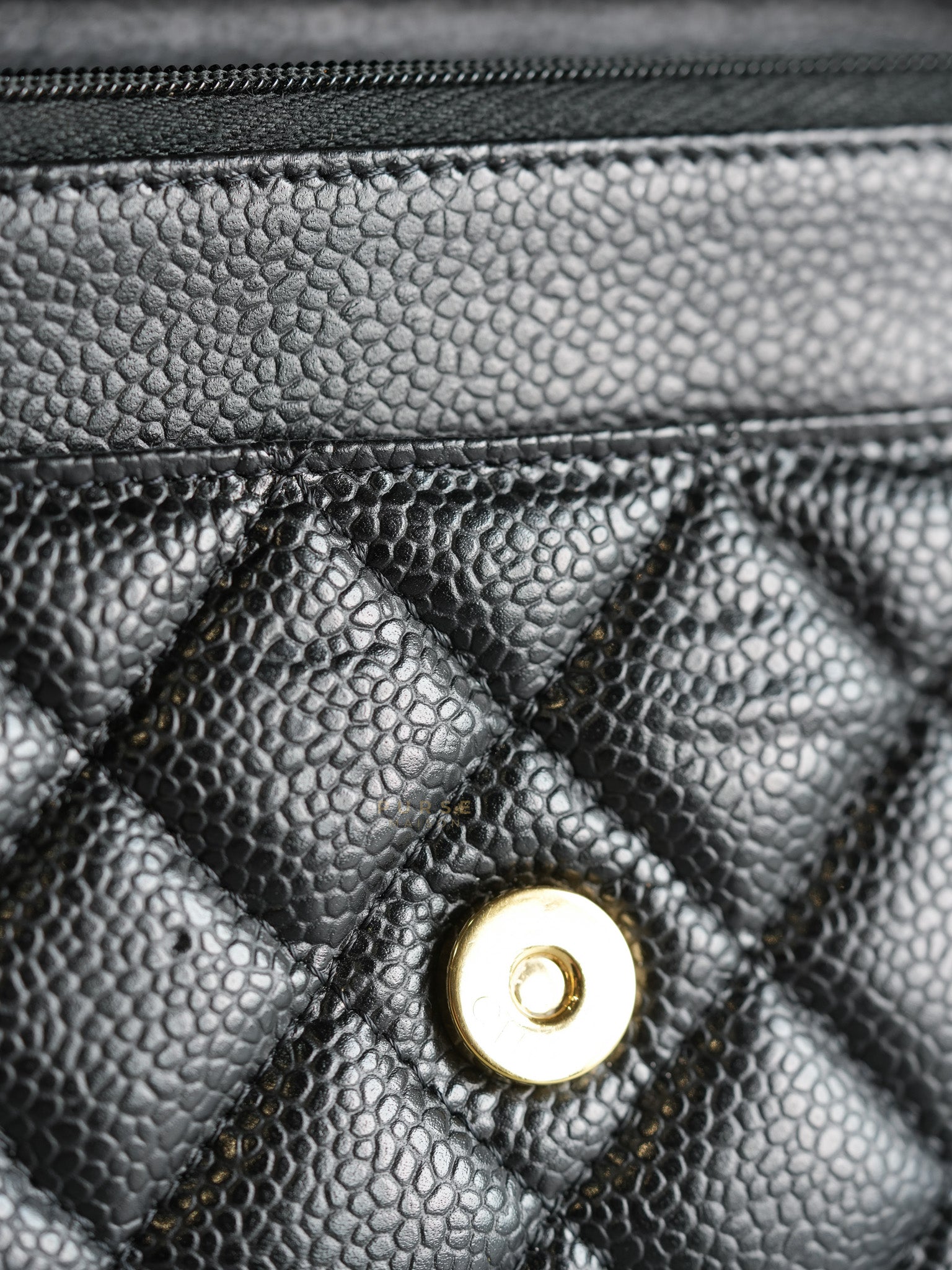 Wallet on Chain (WOC) in Black Caviar Quilted Leather (Microchip) | Purse Maison Luxury Bags Shop